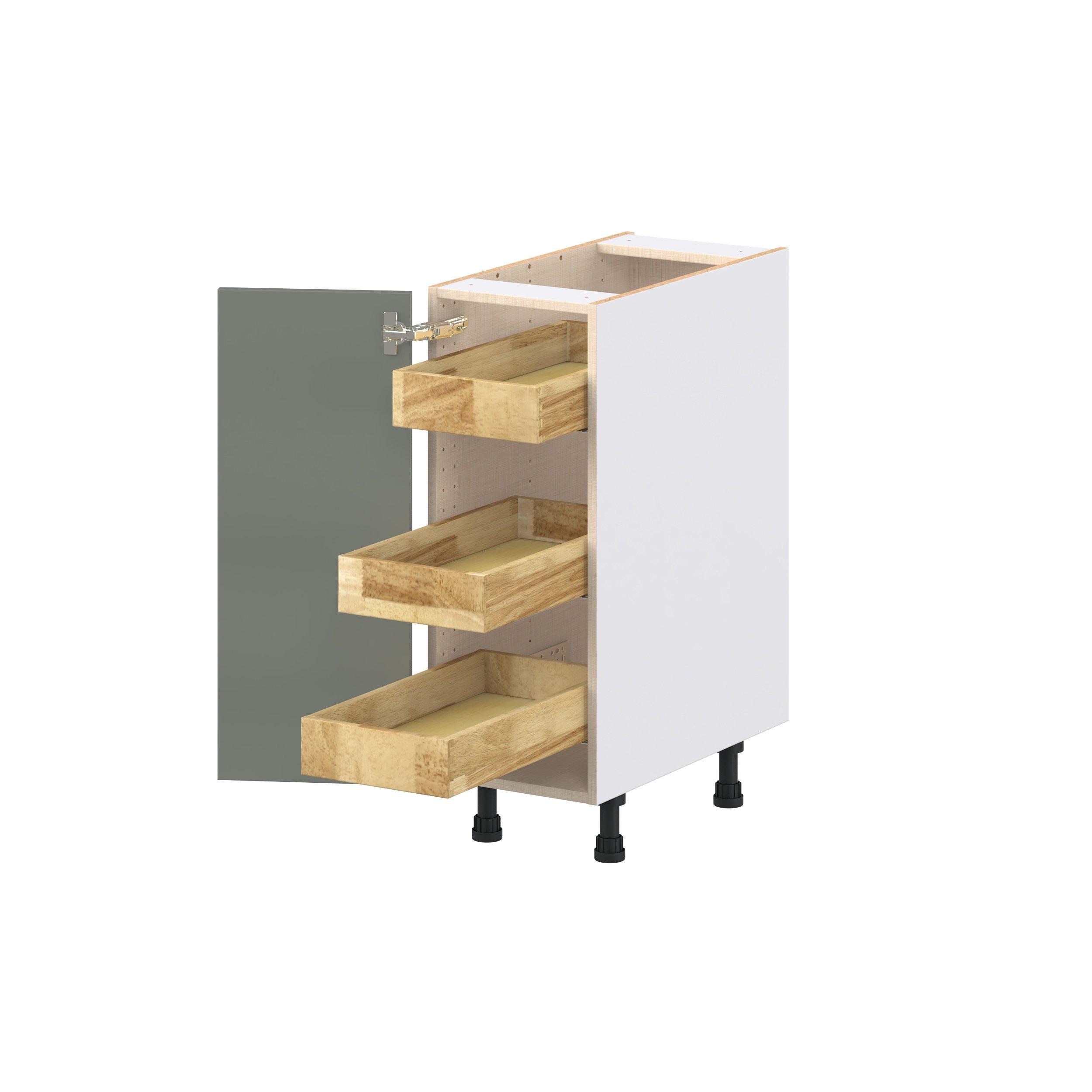 Linden 12 in. Painted Moss Green Base Cabinet with Inner Pull-Out Drawer