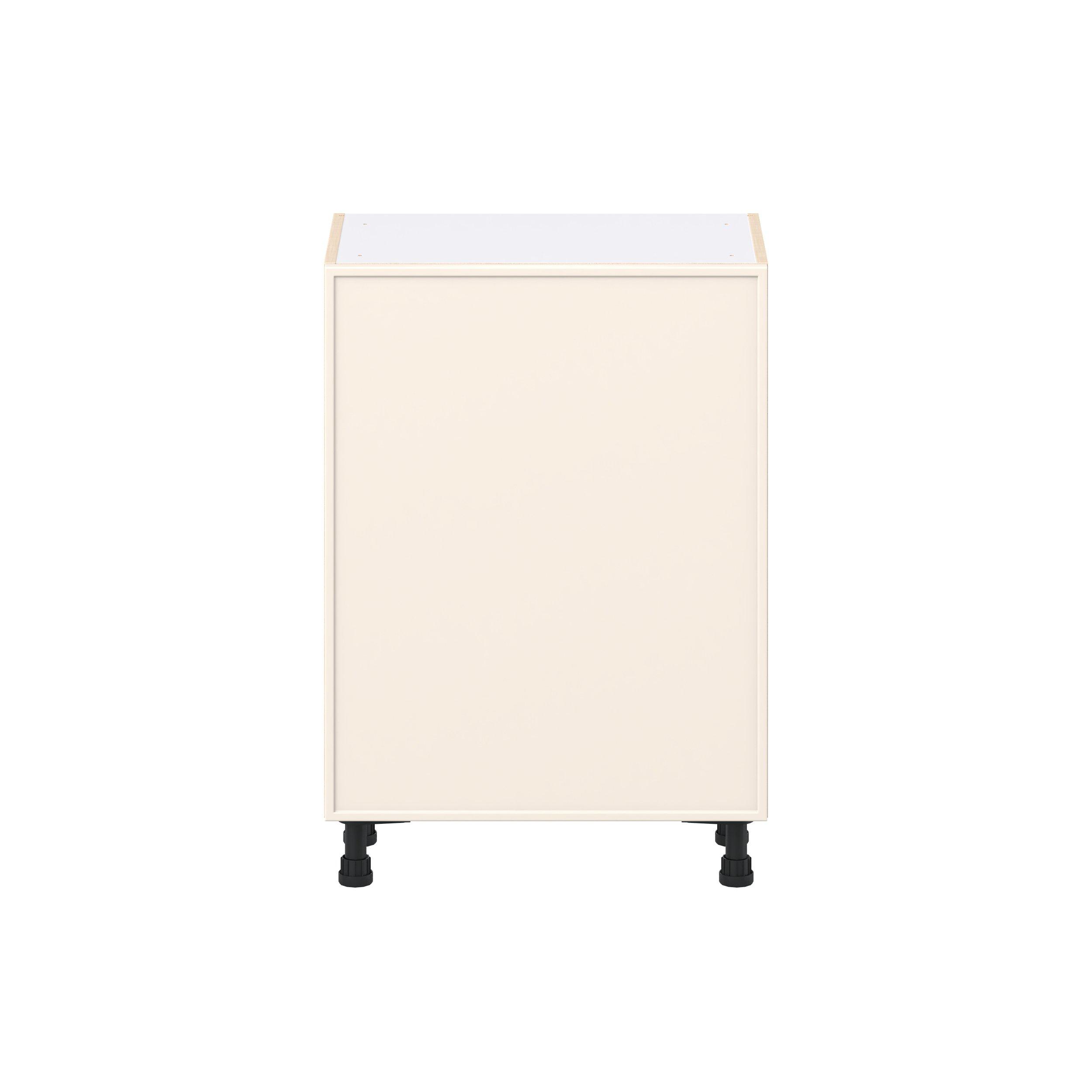 Linden 24 in. Painted Washed Linen Shallow Base Cabinet with Inner Pull-Out Drawer