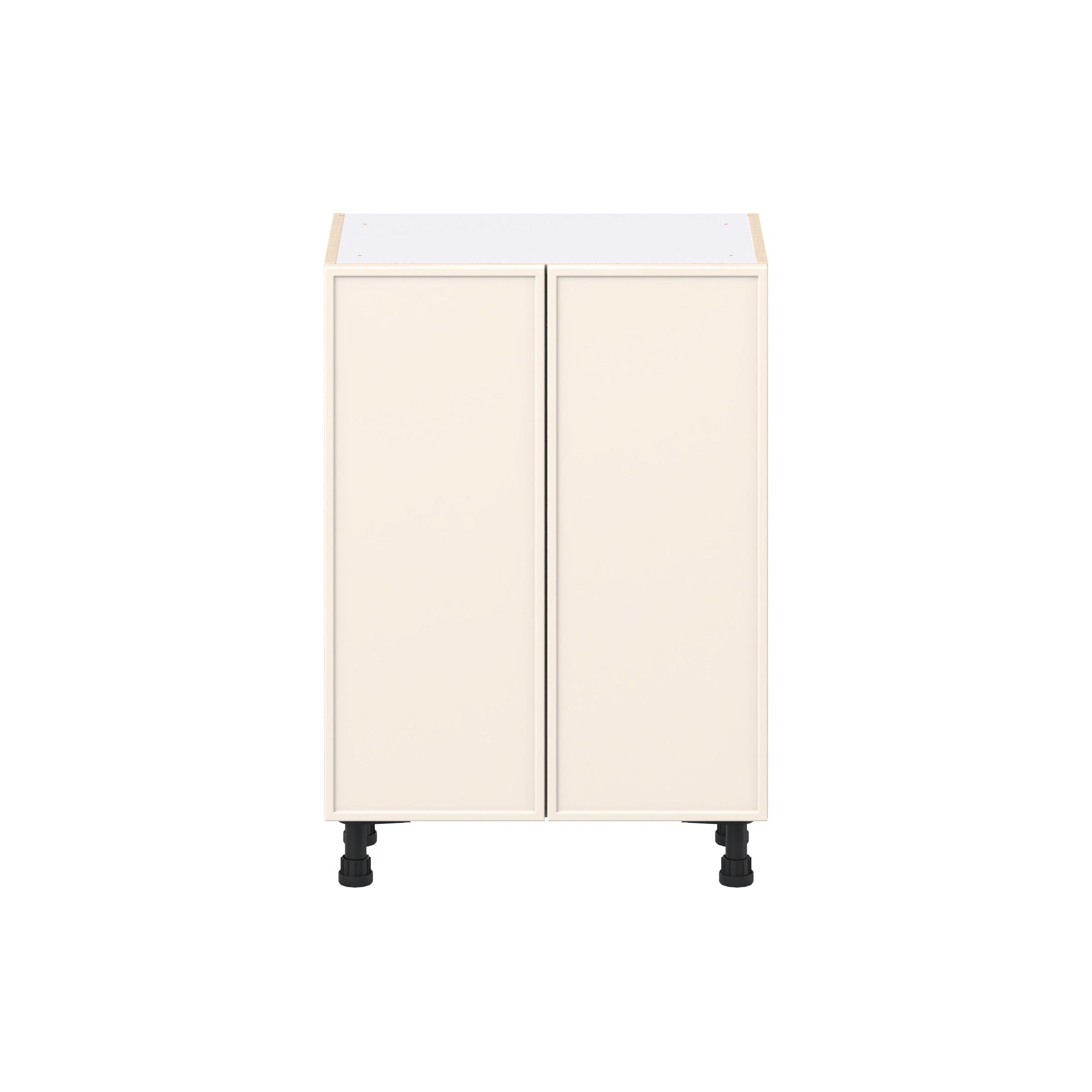 Linden 24 in. Painted Washed Linen Shallow Base Cabinet with Inner Pull-Out Drawer
