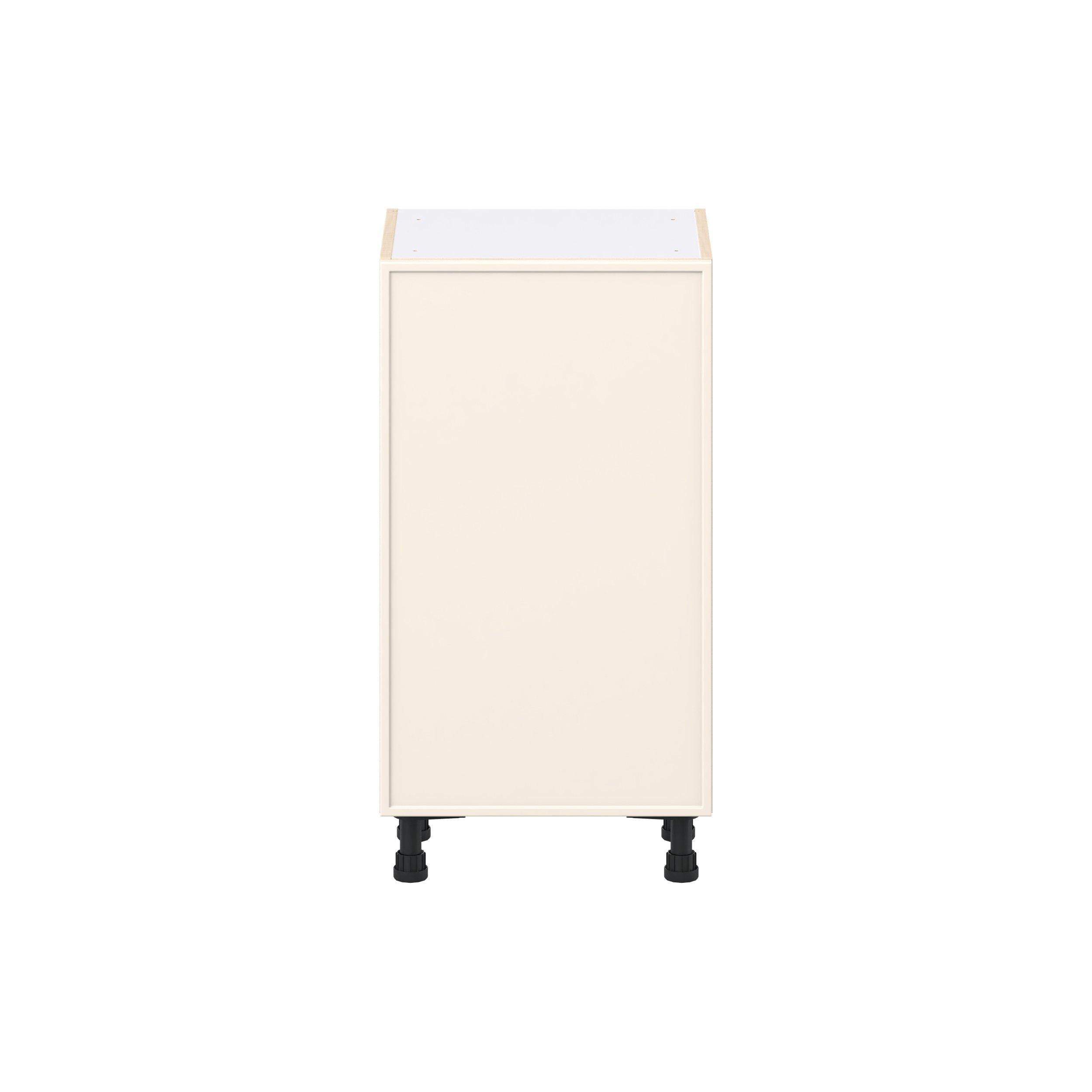 Linden 18 in. Painted Washed Linen Shallow Base Cabinet with Inner Pull-Out Drawer