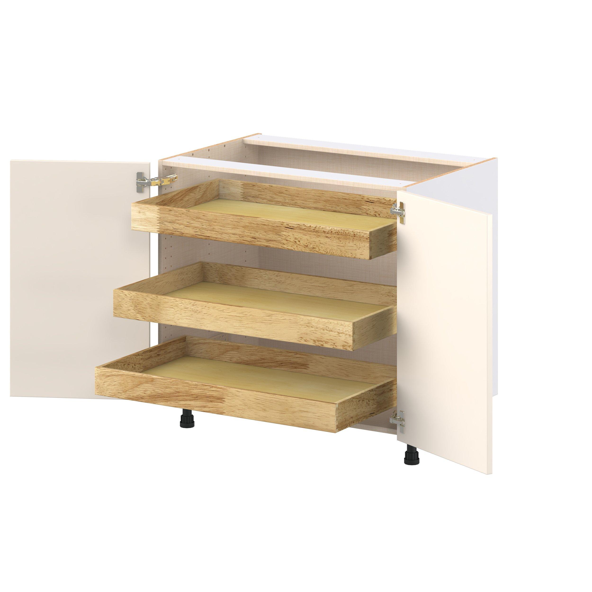 Linden 36 in. Painted Washed Linen Base Cabinet with Inner Pull-Out Drawer
