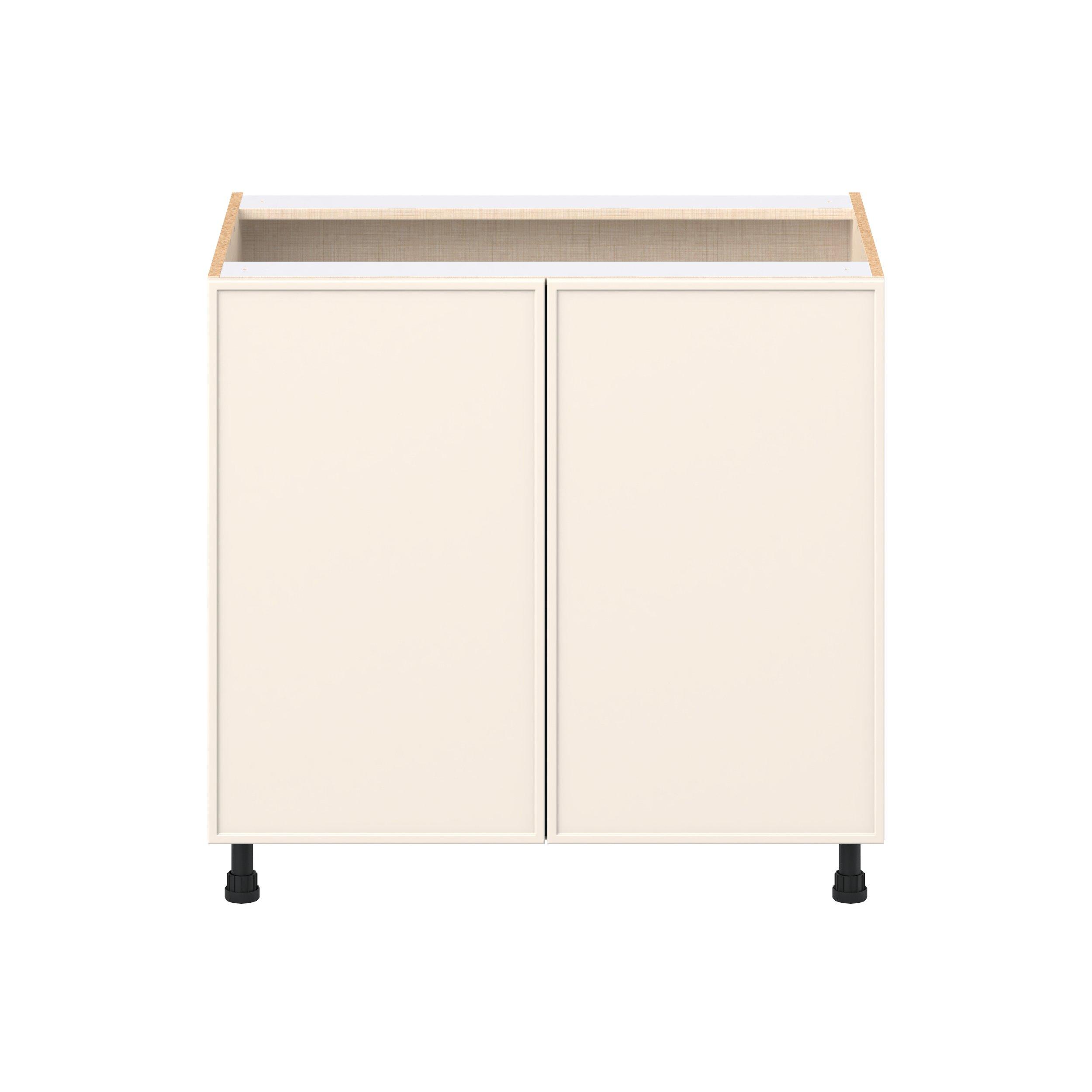 Linden 36 in. Painted Washed Linen Base Cabinet with Inner Pull-Out Drawer