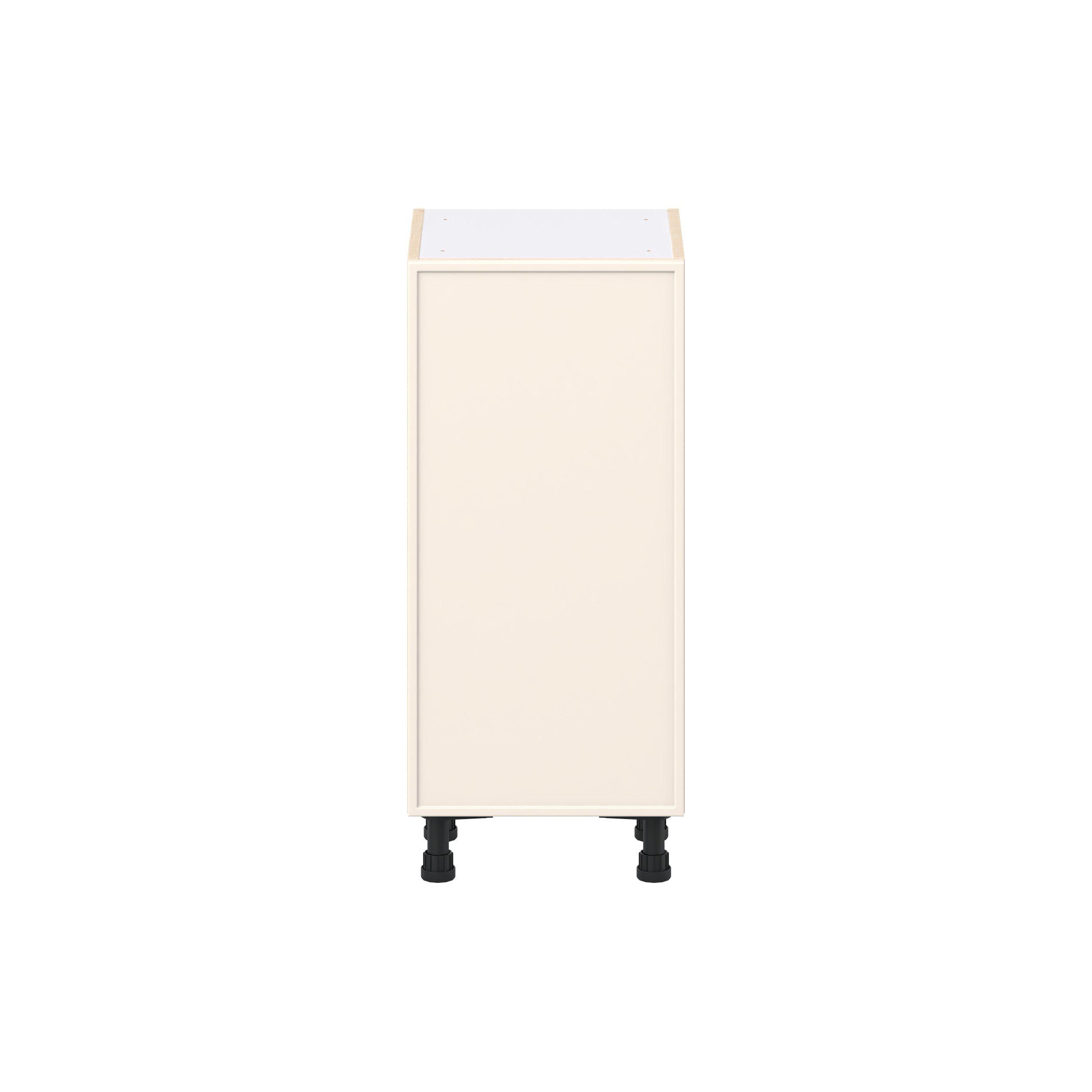Linden 15 in. Painted Washed Linen Shallow Base Cabinet with Inner Pull-Out Drawer