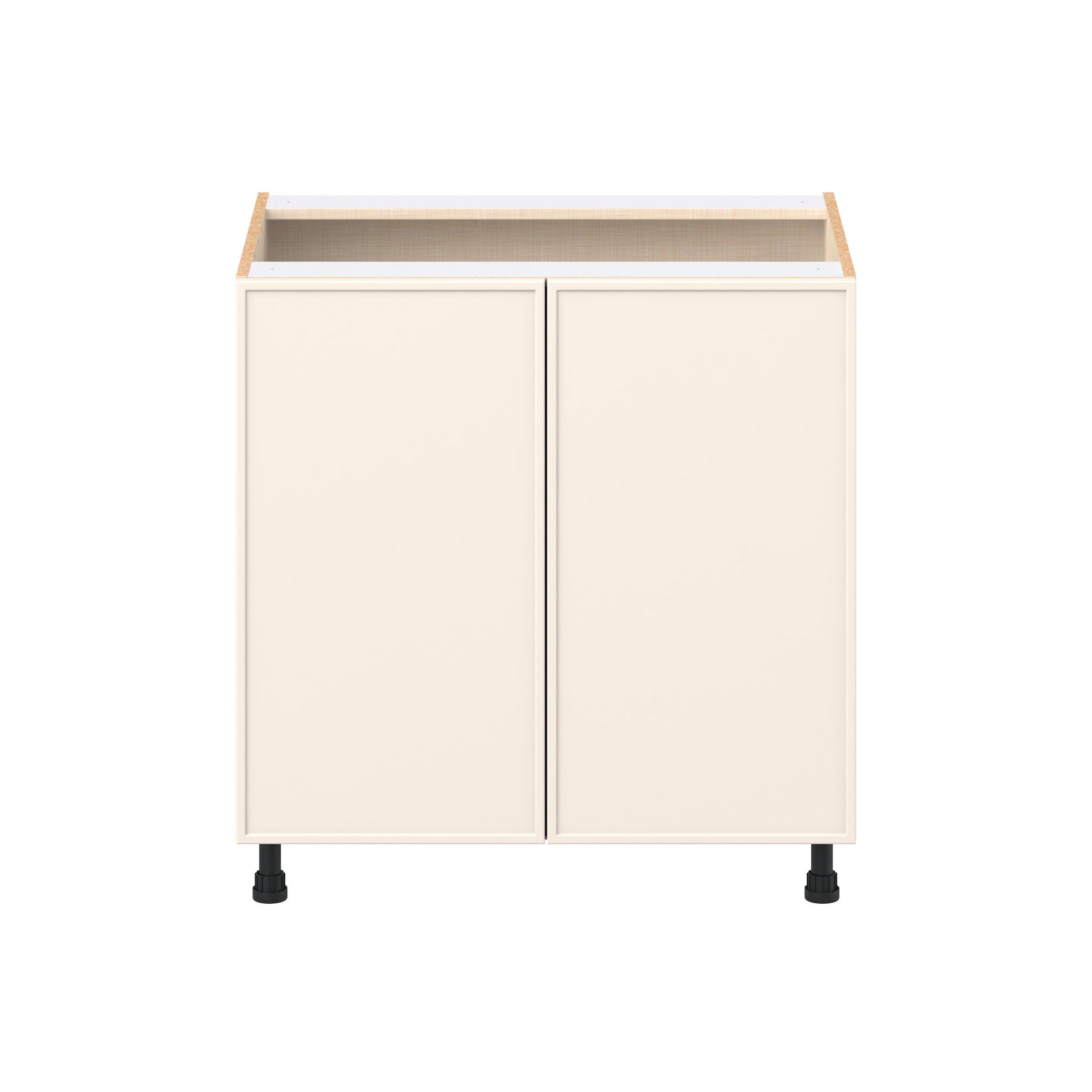Linden 33 in. Painted Washed Linen Base Cabinet with Inner Pull-Out Drawer
