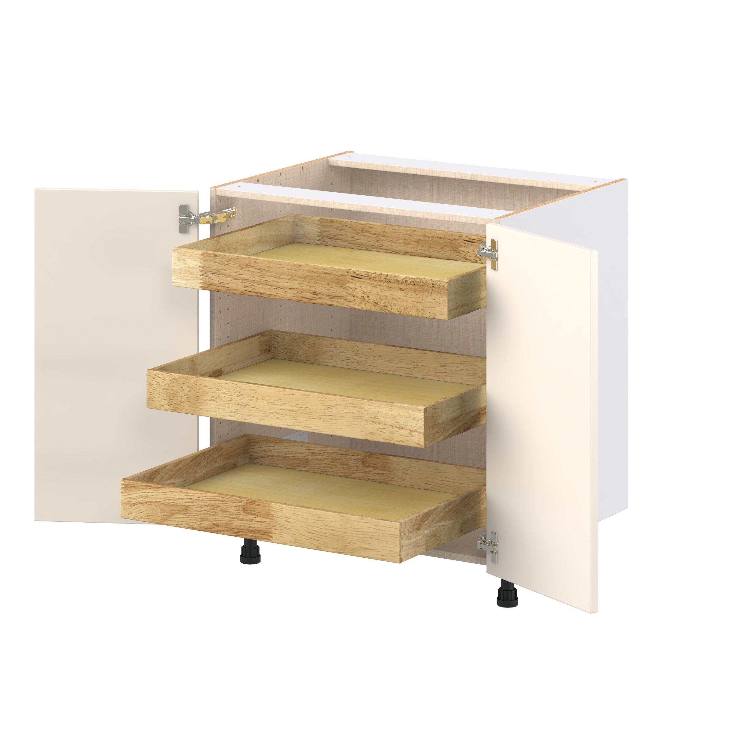 Linden 30 in. Painted Washed Linen Base Cabinet with Inner Pull-Out Drawer