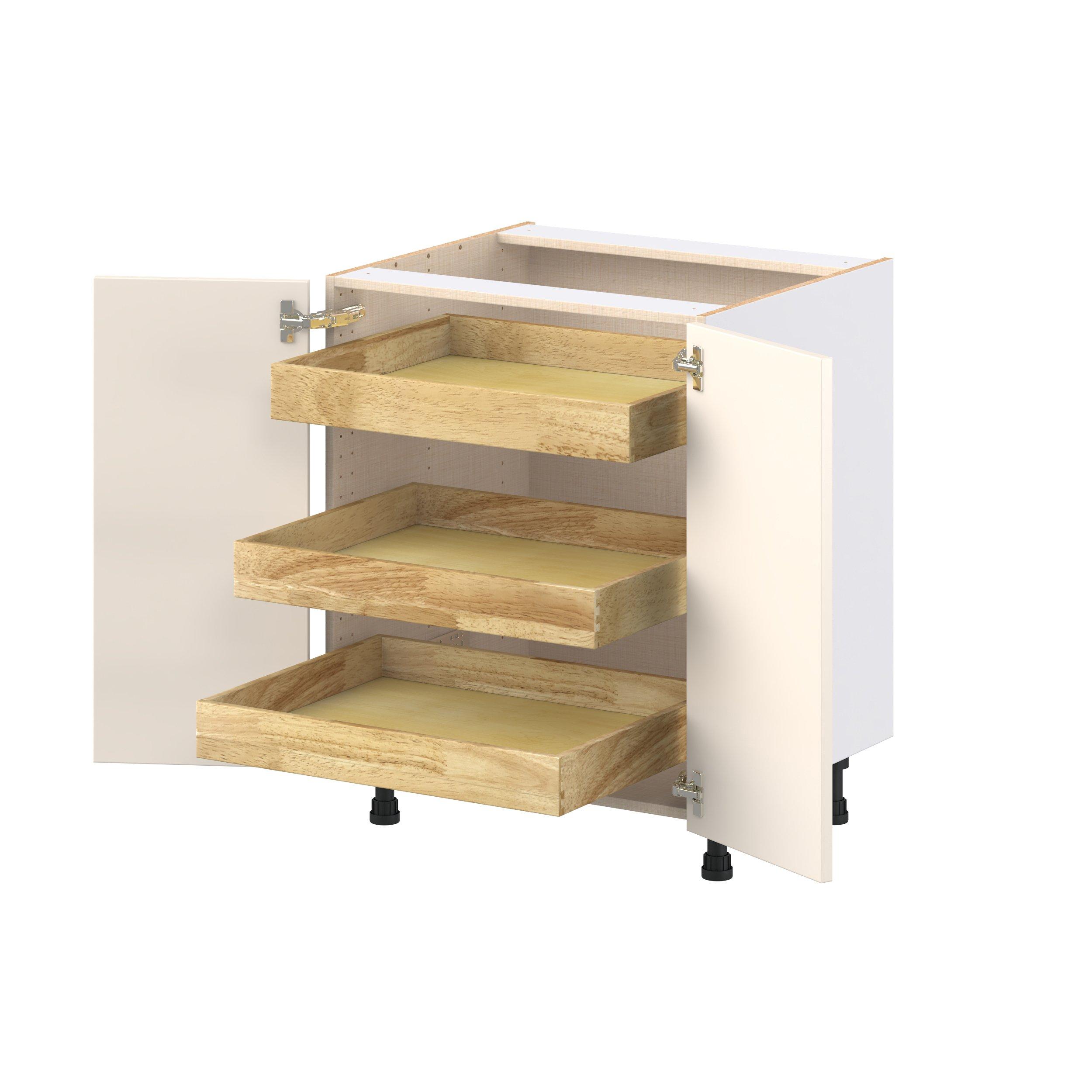 Linden 27 in. Painted Washed Linen Base Cabinet with Inner Pull-Out Drawer