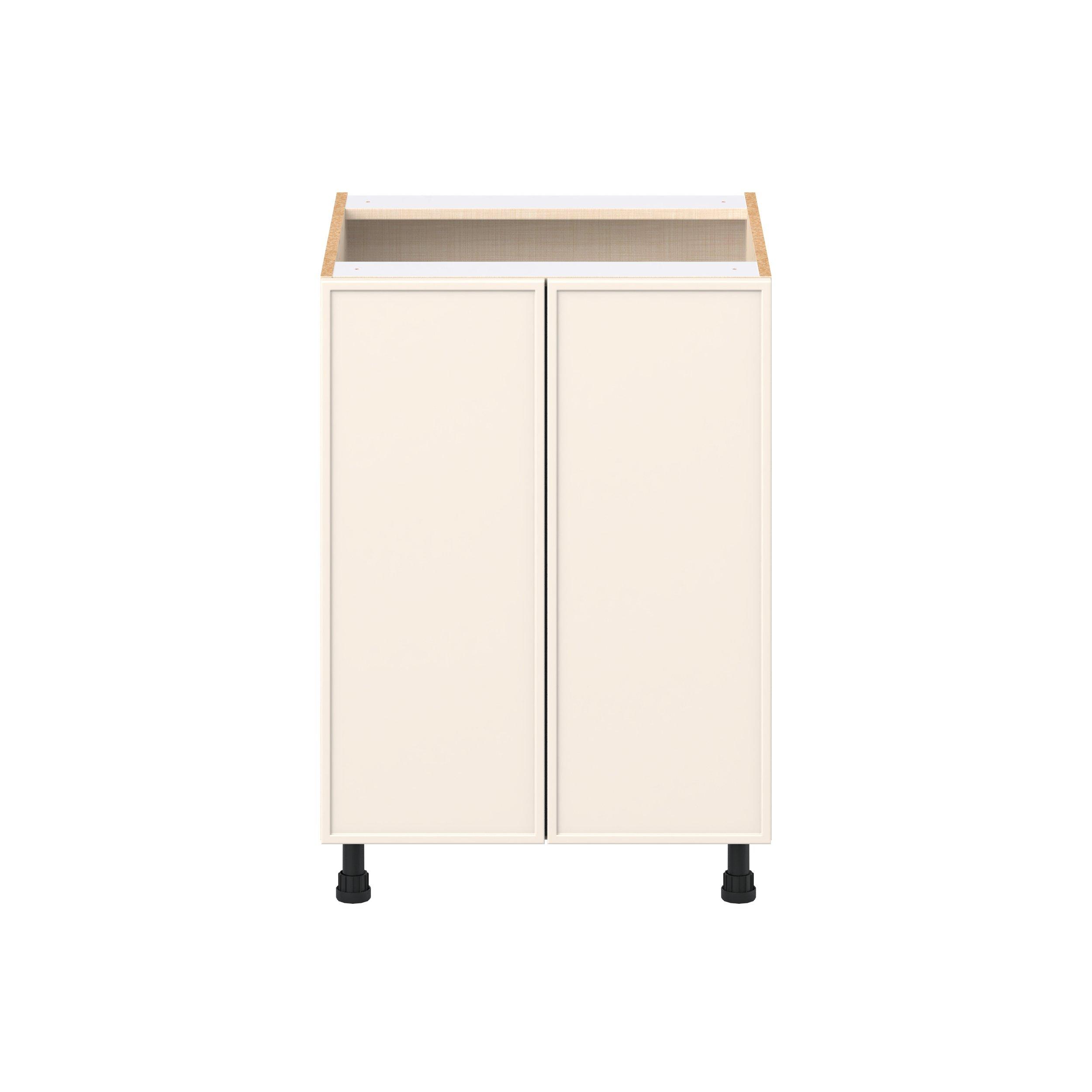 Linden 24 in. Painted Washed Linen Shallow Base Cabinet with Inner Pull-Out Drawer