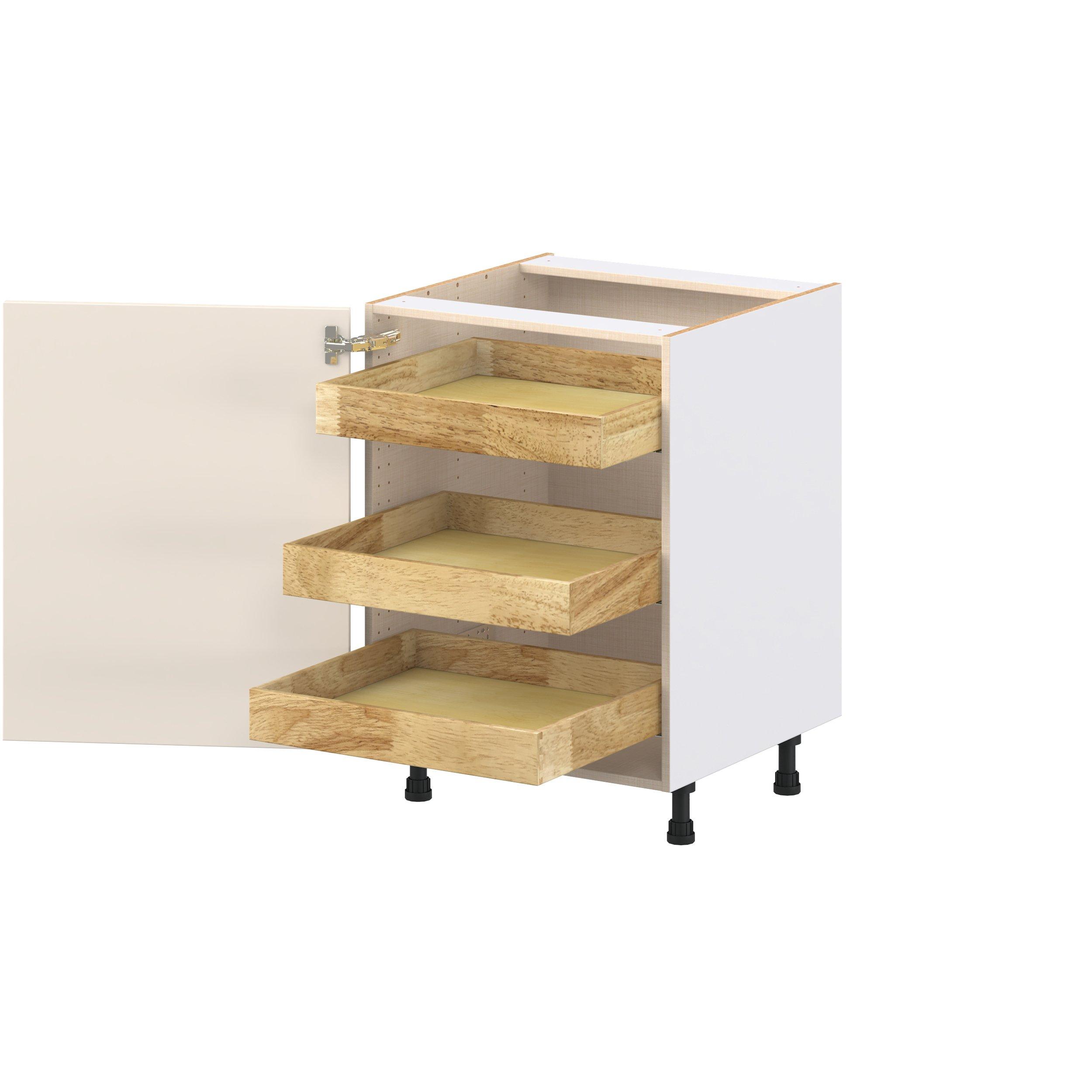 Linden 24 in. Painted Washed Linen Base Cabinet with Inner Pull-Out Drawer