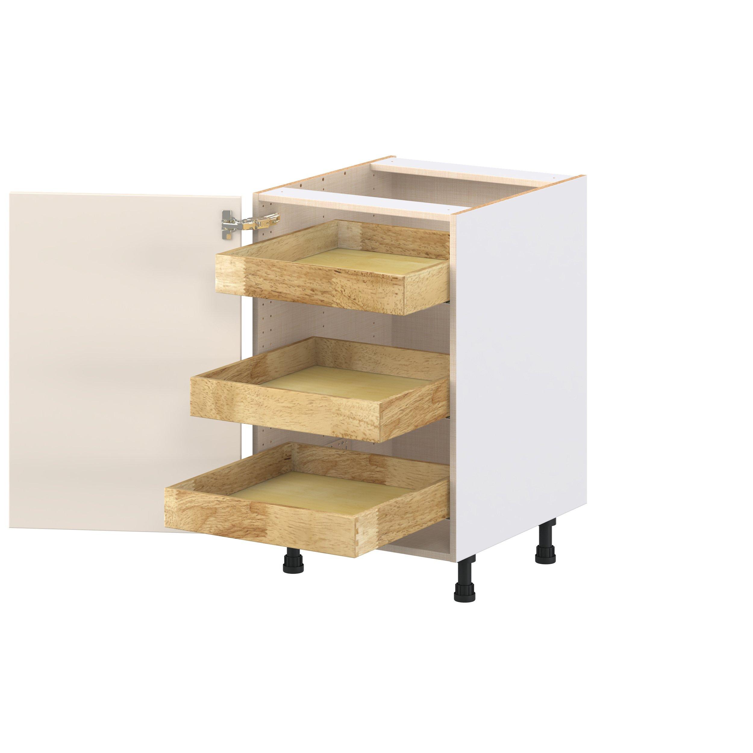 Linden 21 in. Painted Washed Linen Base Cabinet with Inner Pull-Out Drawer