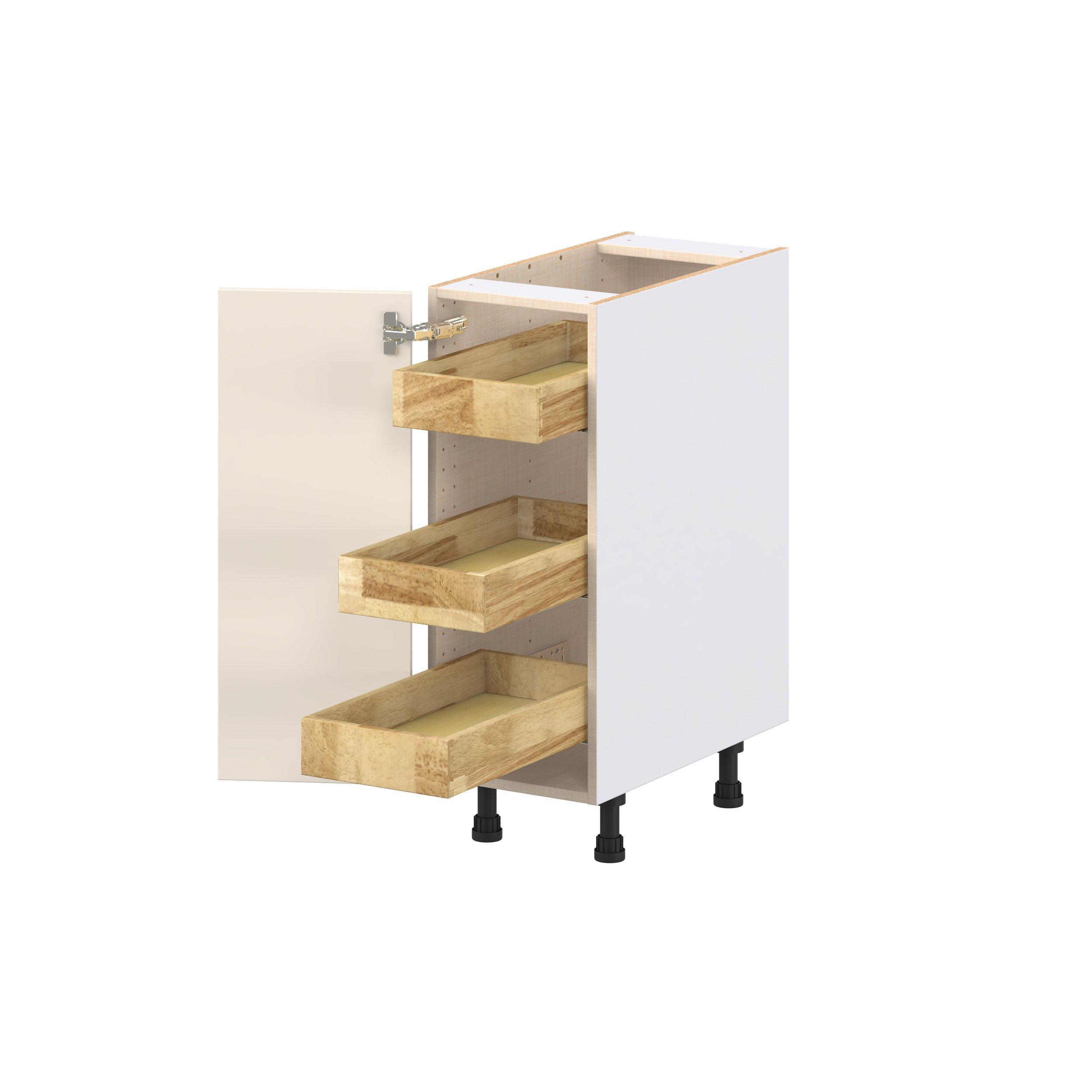 Linden 12 in. Painted Washed Linen Base Cabinet with Inner Pull-Out Drawer
