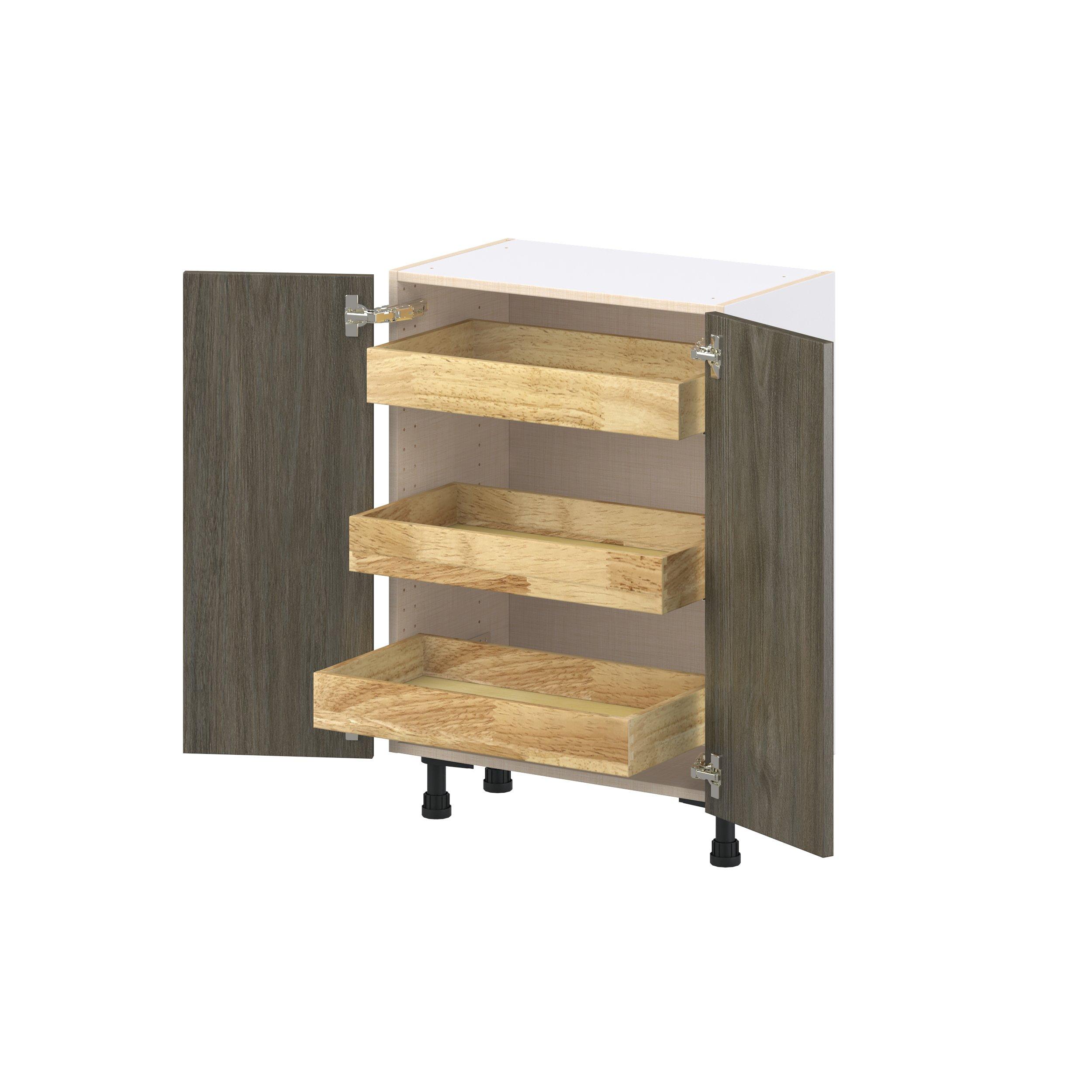Glenwood 24 in. Burnt Walnut Shallow Base Cabinet with Inner Pull-Out Drawer