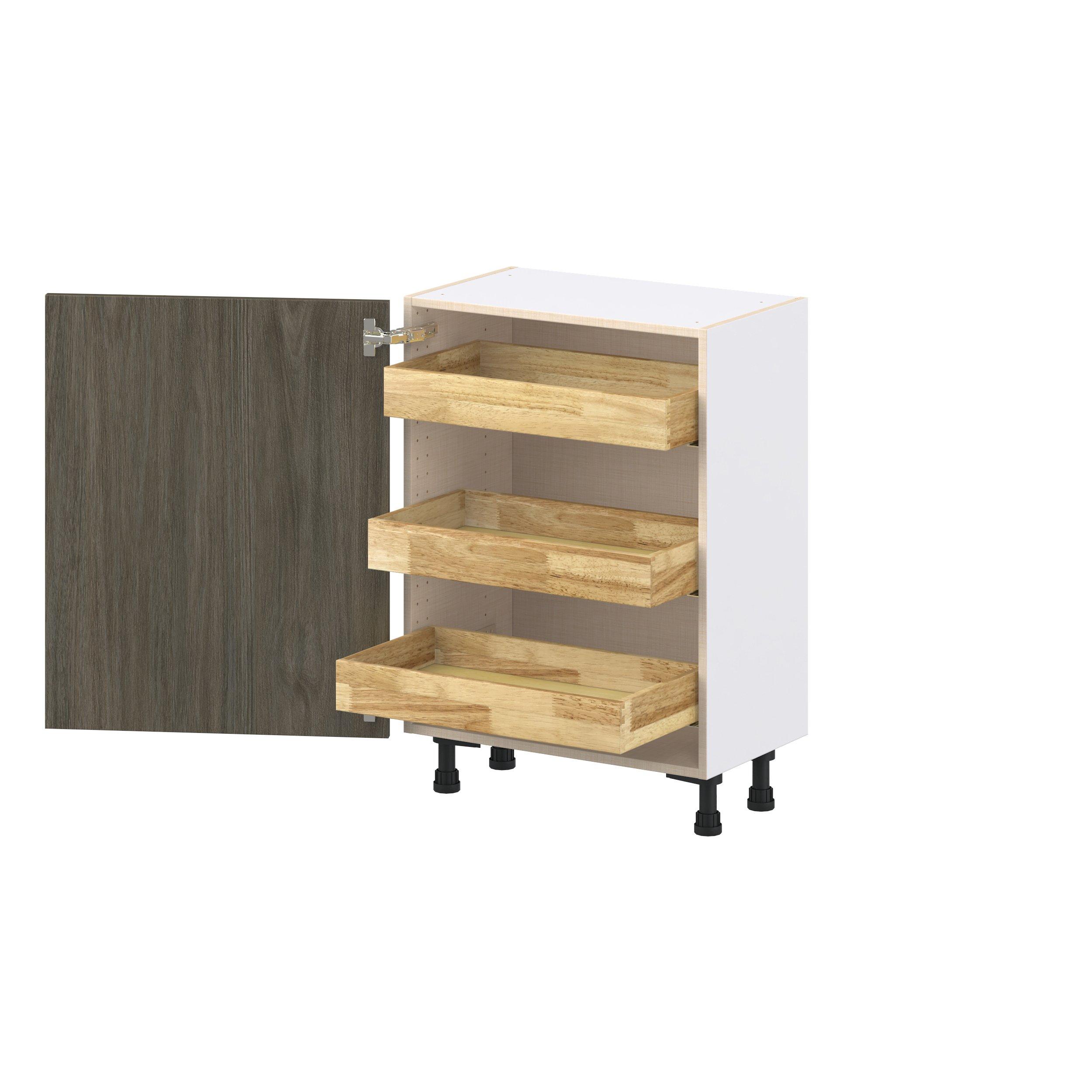 Glenwood 24 in. Burnt Walnut Shallow Base Cabinet with Inner Pull-Out Drawer