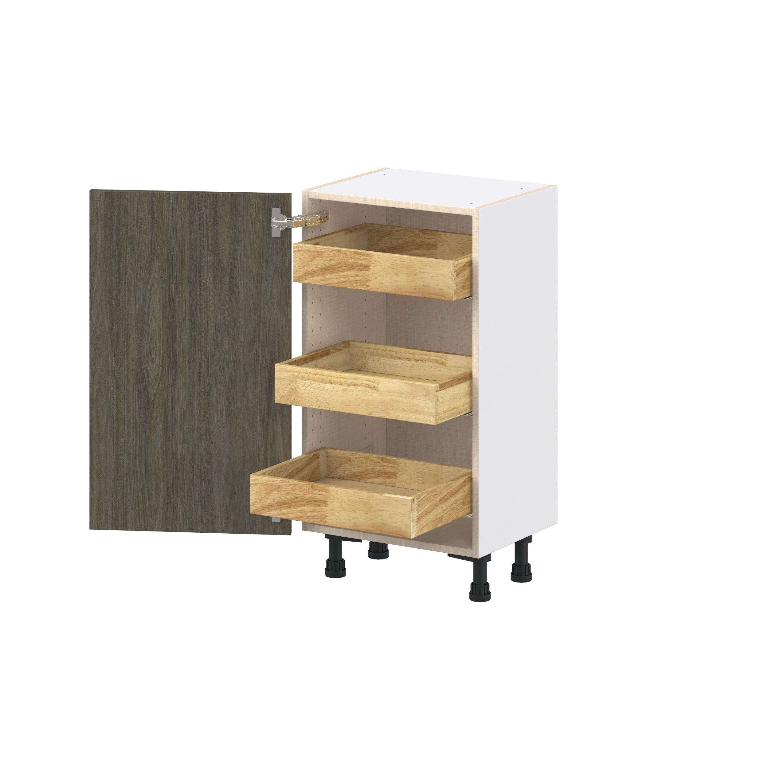 Glenwood 18 in. Burnt Walnut Shallow Base Cabinet with Inner Pull-Out Drawer