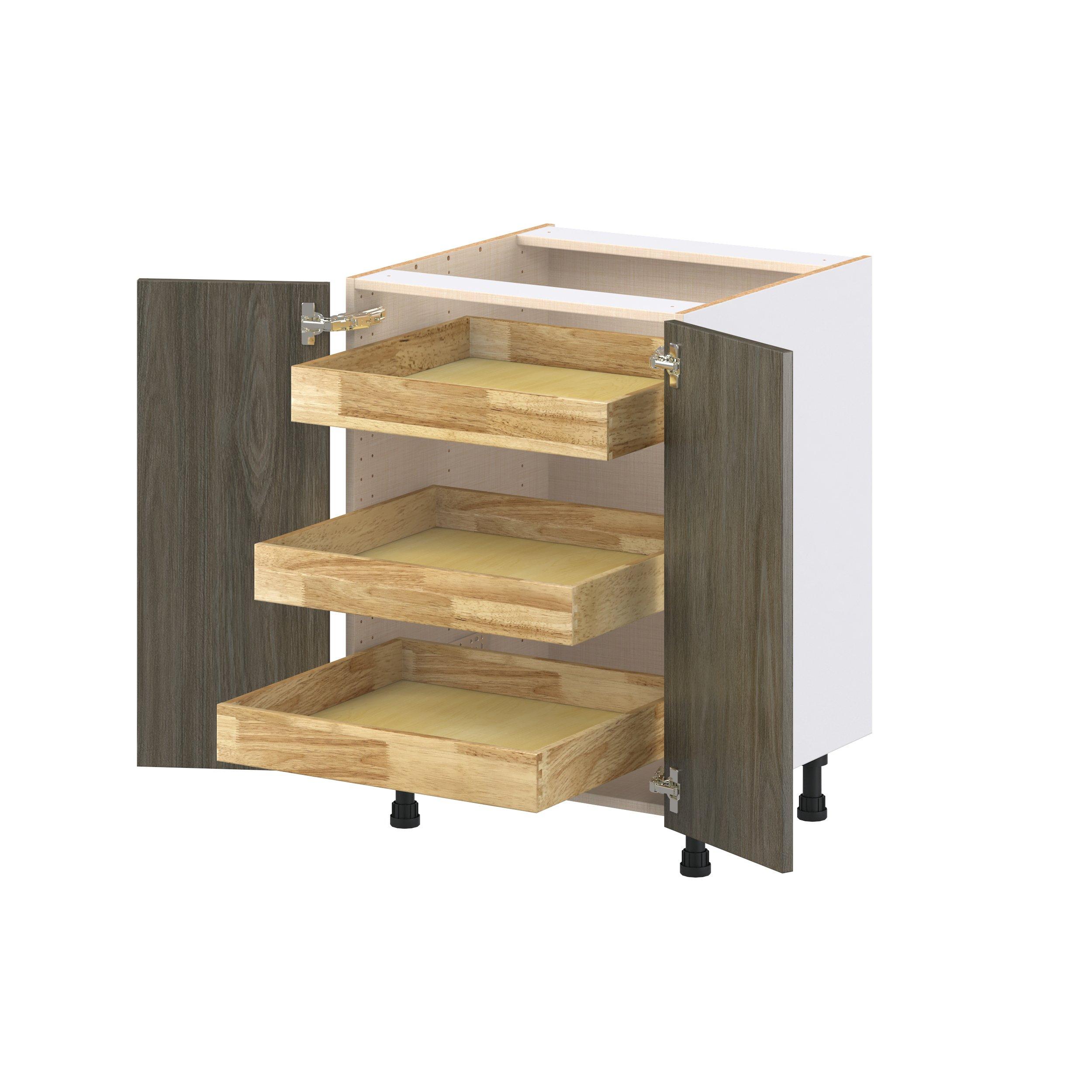 Glenwood 24 in. Burnt Walnut Shallow Base Cabinet with Inner Pull-Out Drawer