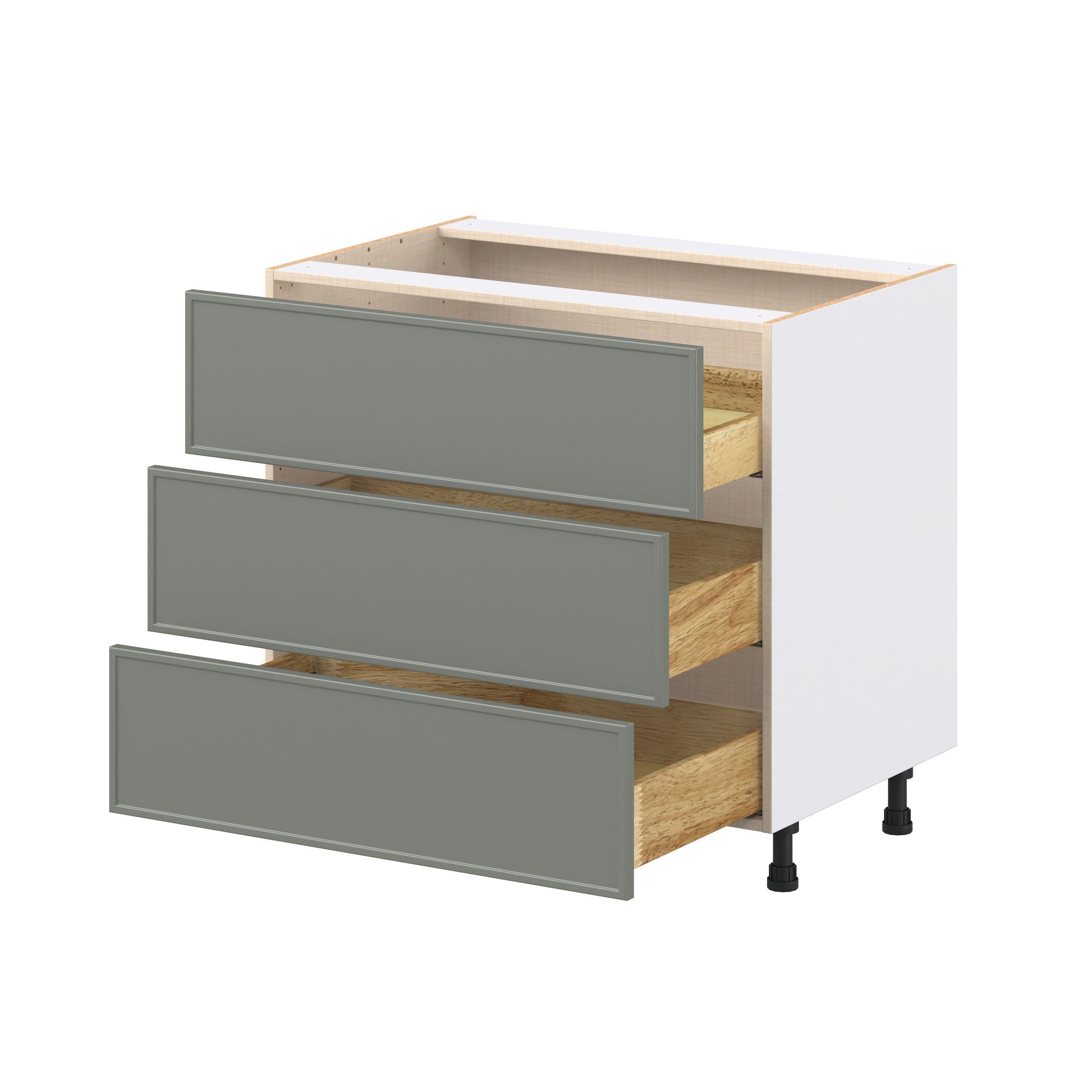 Linden 36 in. Painted Moss Green Cooktop Base Cabinet