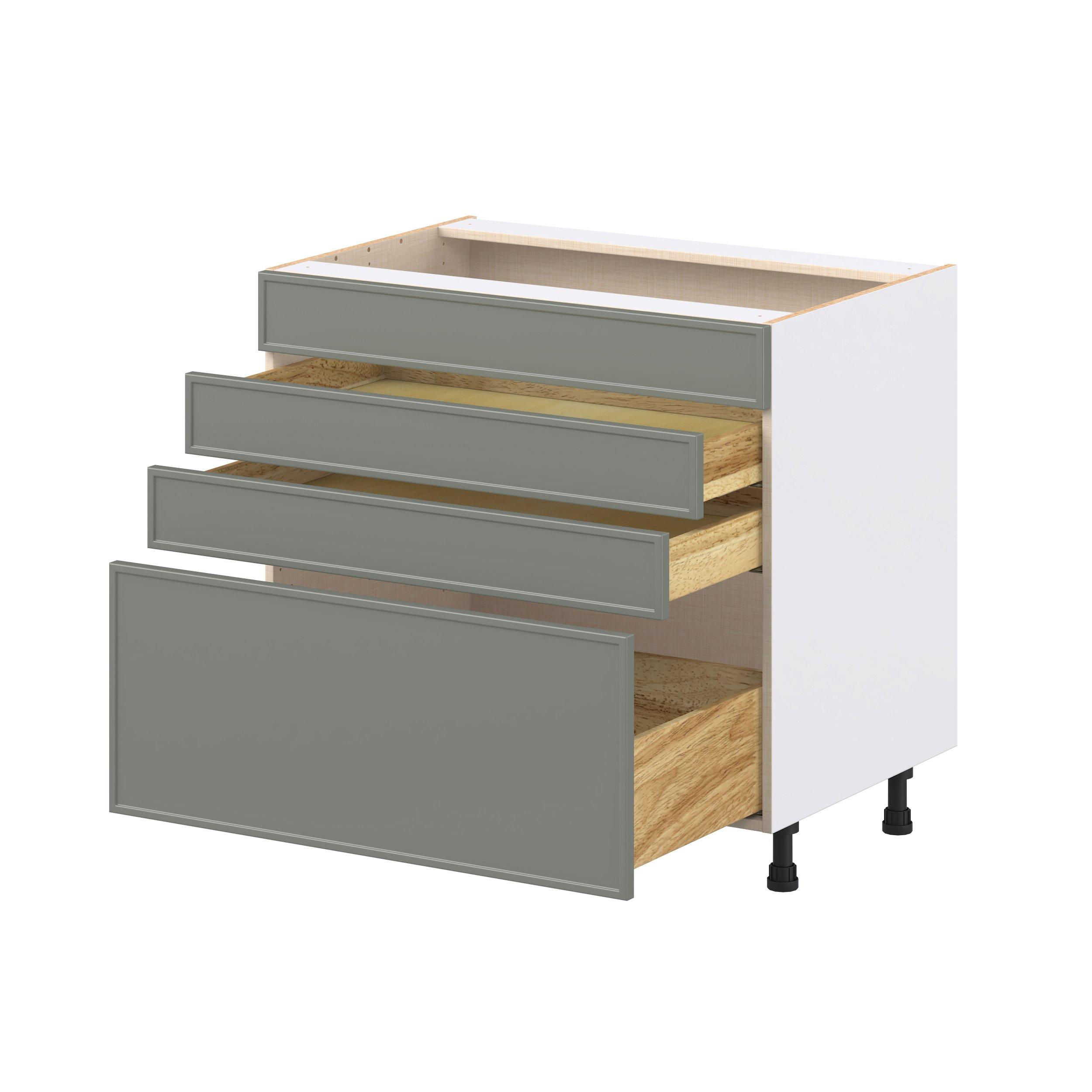 Linden 36 in. Painted Moss Green Cooktop Base Cabinet