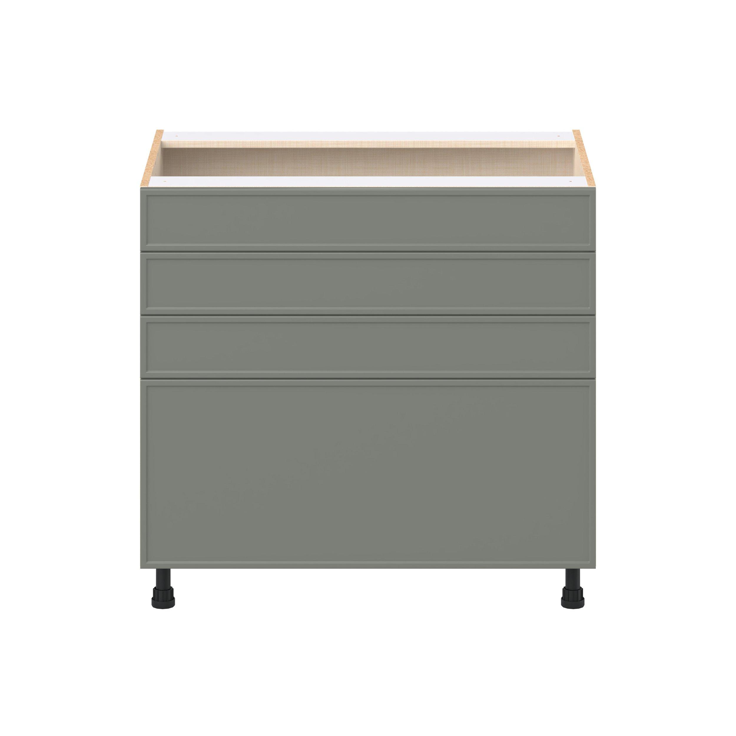 Linden 36 in. Painted Moss Green Cooktop Base Cabinet