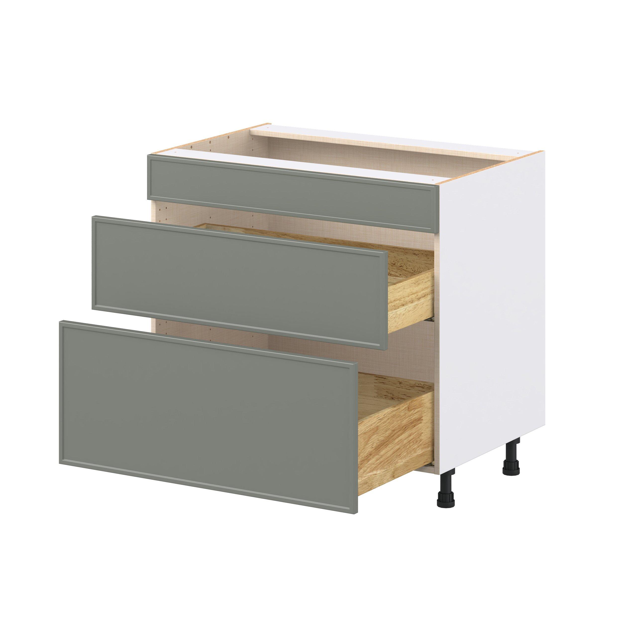 Linden 36 in. Painted Moss Green Cooktop Base Cabinet