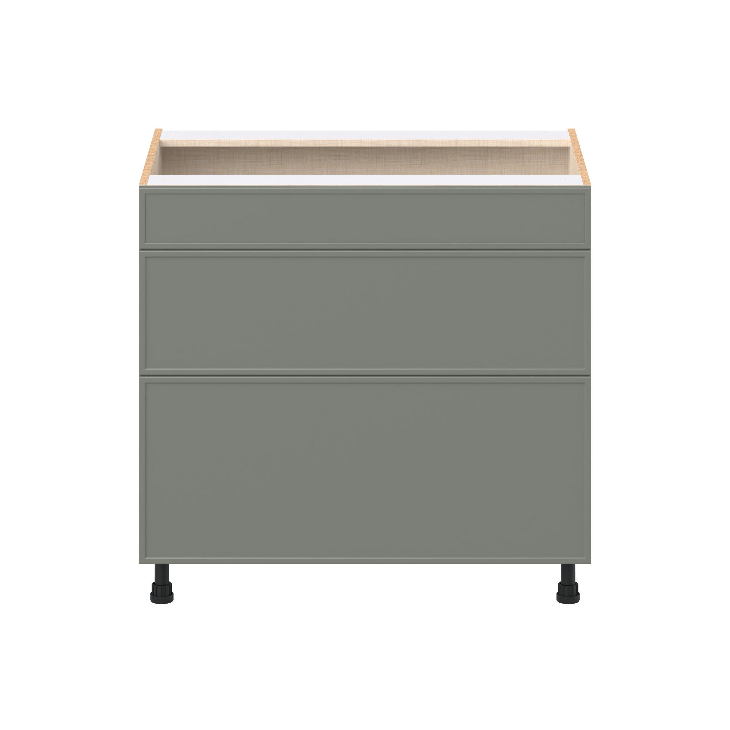 Linden 36 in. Painted Moss Green Cooktop Base Cabinet