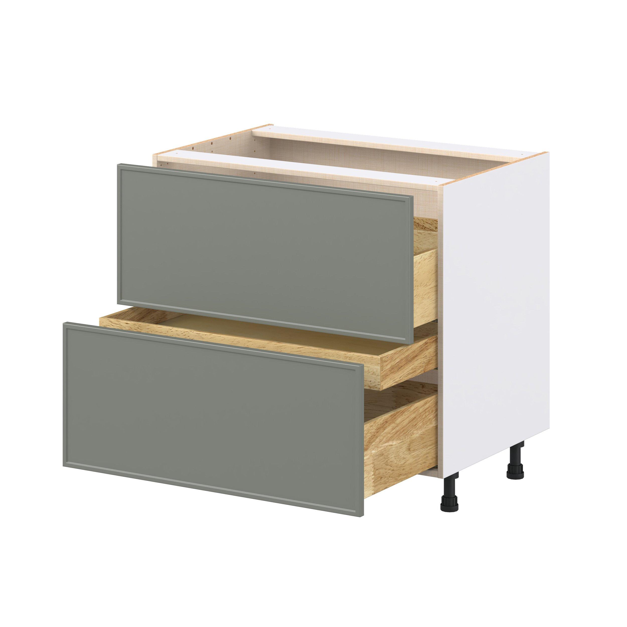 Linden 36 in. Painted Moss Green Cooktop Base Cabinet