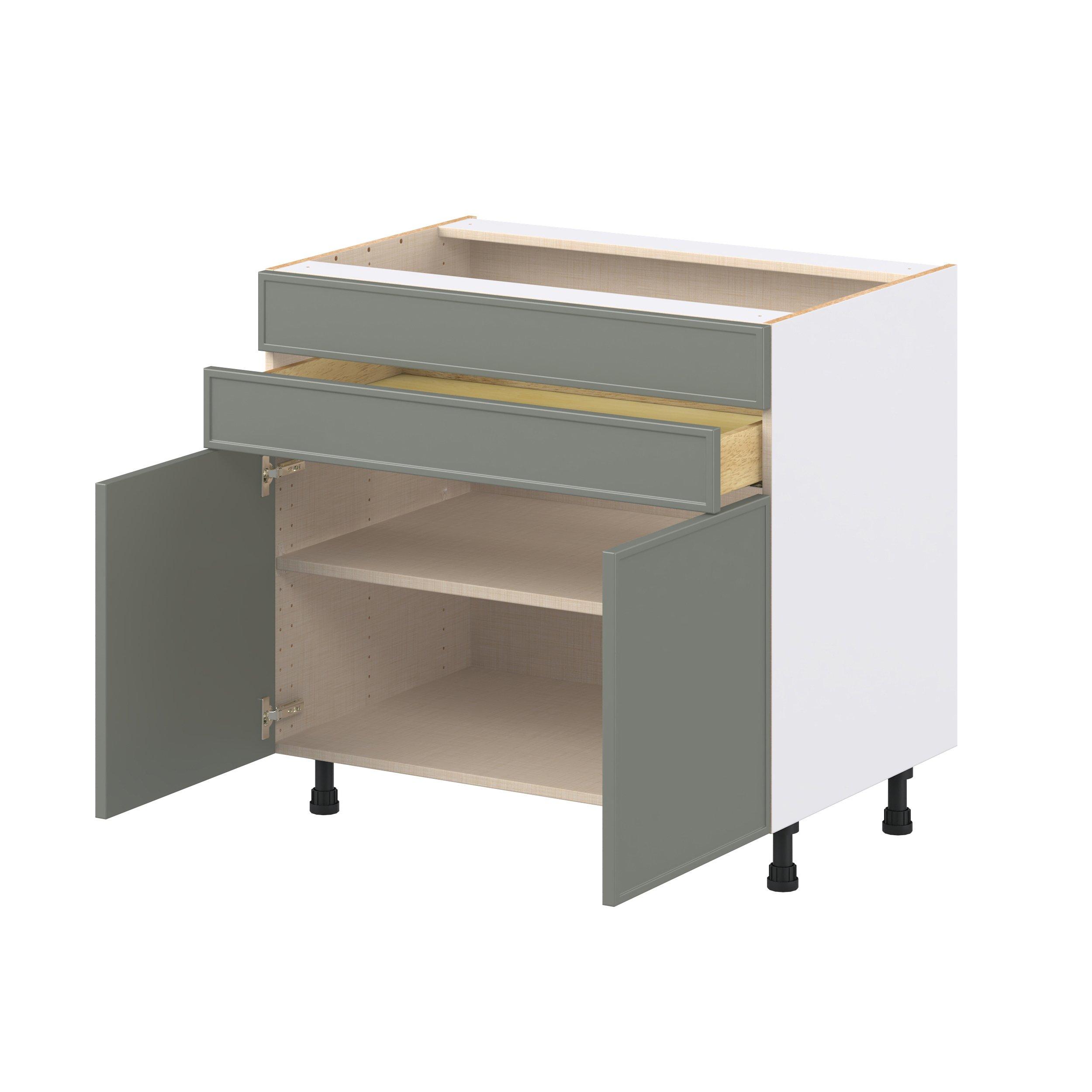 Linden 36 in. Painted Moss Green Cooktop Base Cabinet