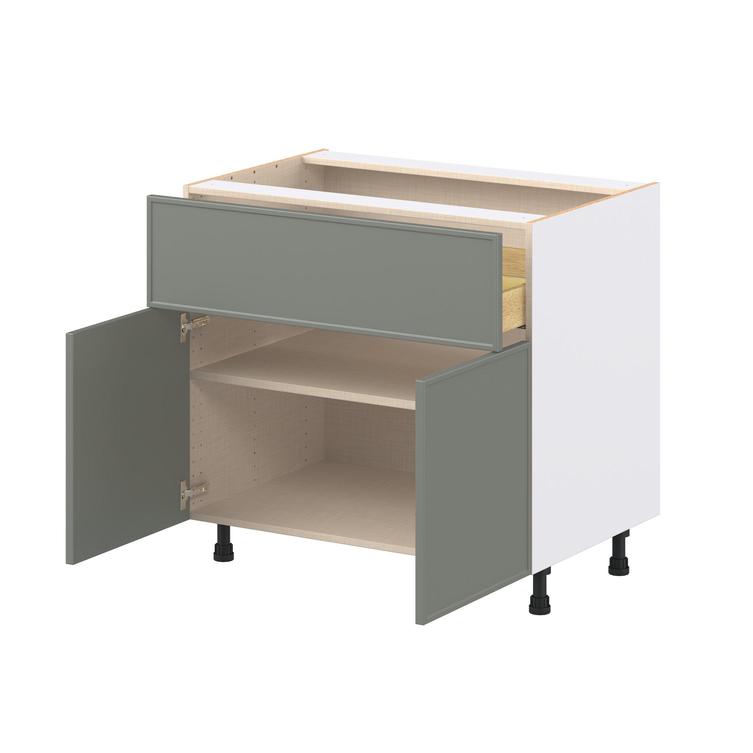 Linden 36 in. Painted Moss Green Cooktop Base Cabinet