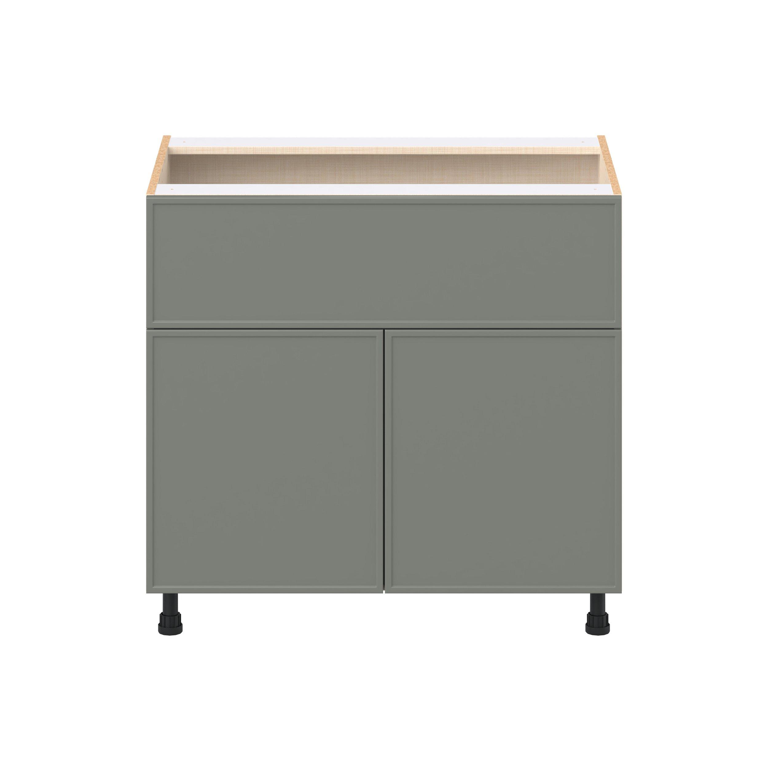 Linden 36 in. Painted Moss Green Cooktop Base Cabinet
