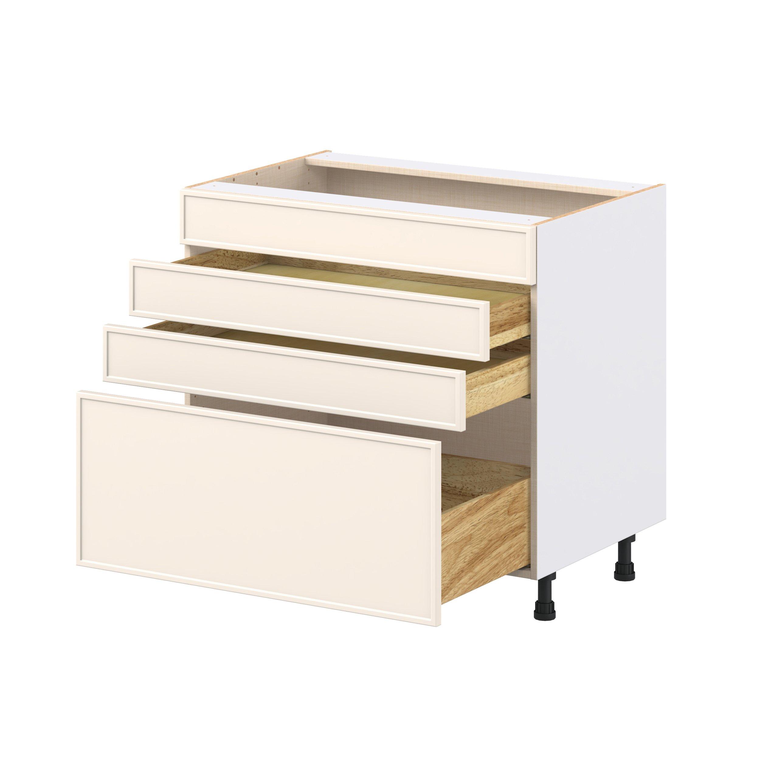 Linden 36 in. Painted Washed Linen Cooktop Base Cabinet