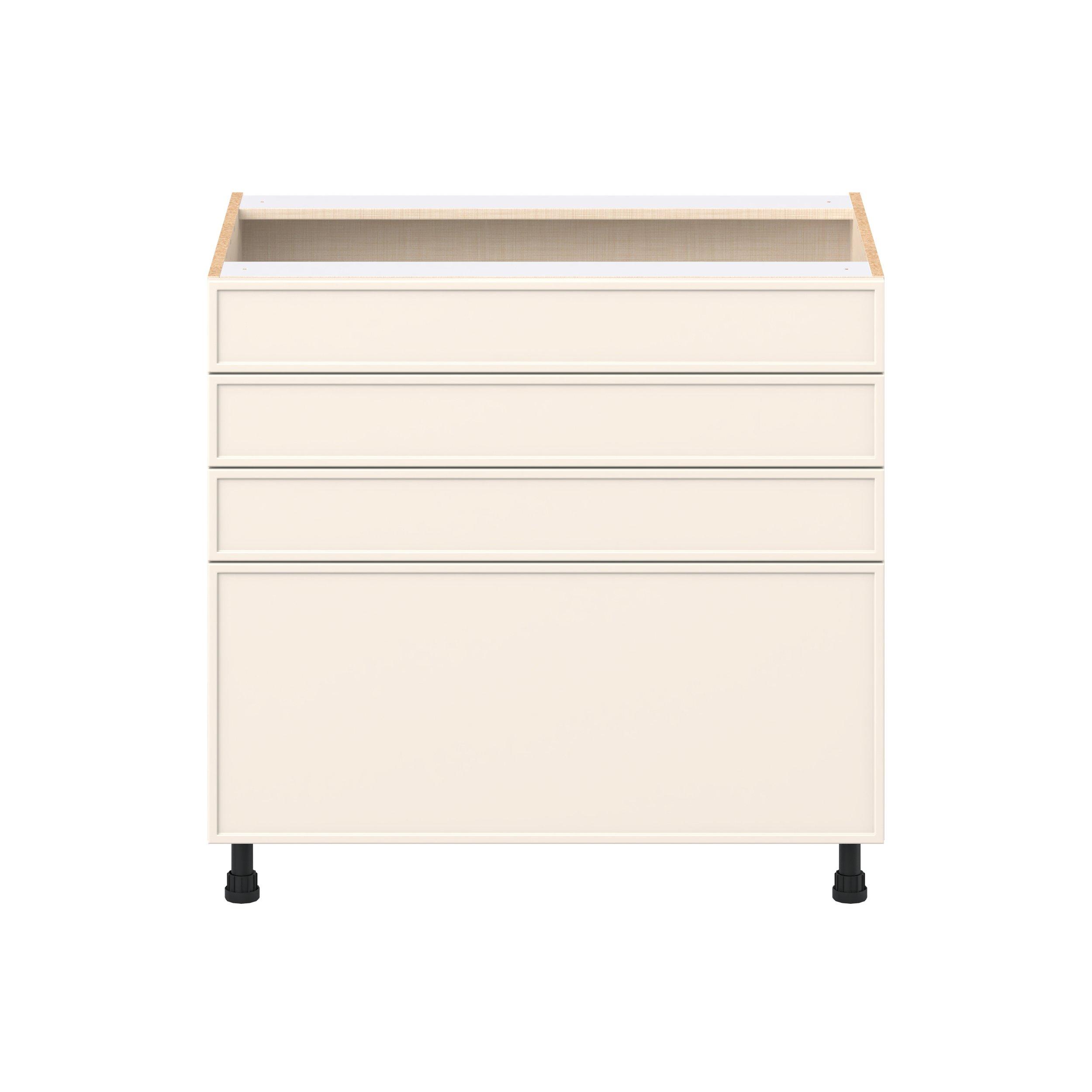 Linden 36 in. Painted Washed Linen Cooktop Base Cabinet