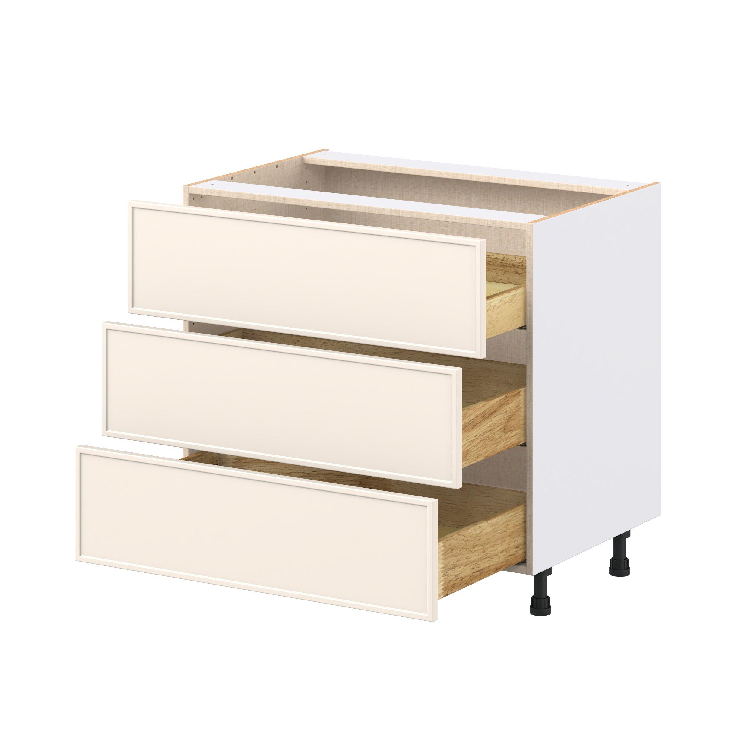 Linden 36 in. Painted Washed Linen Cooktop Base Cabinet