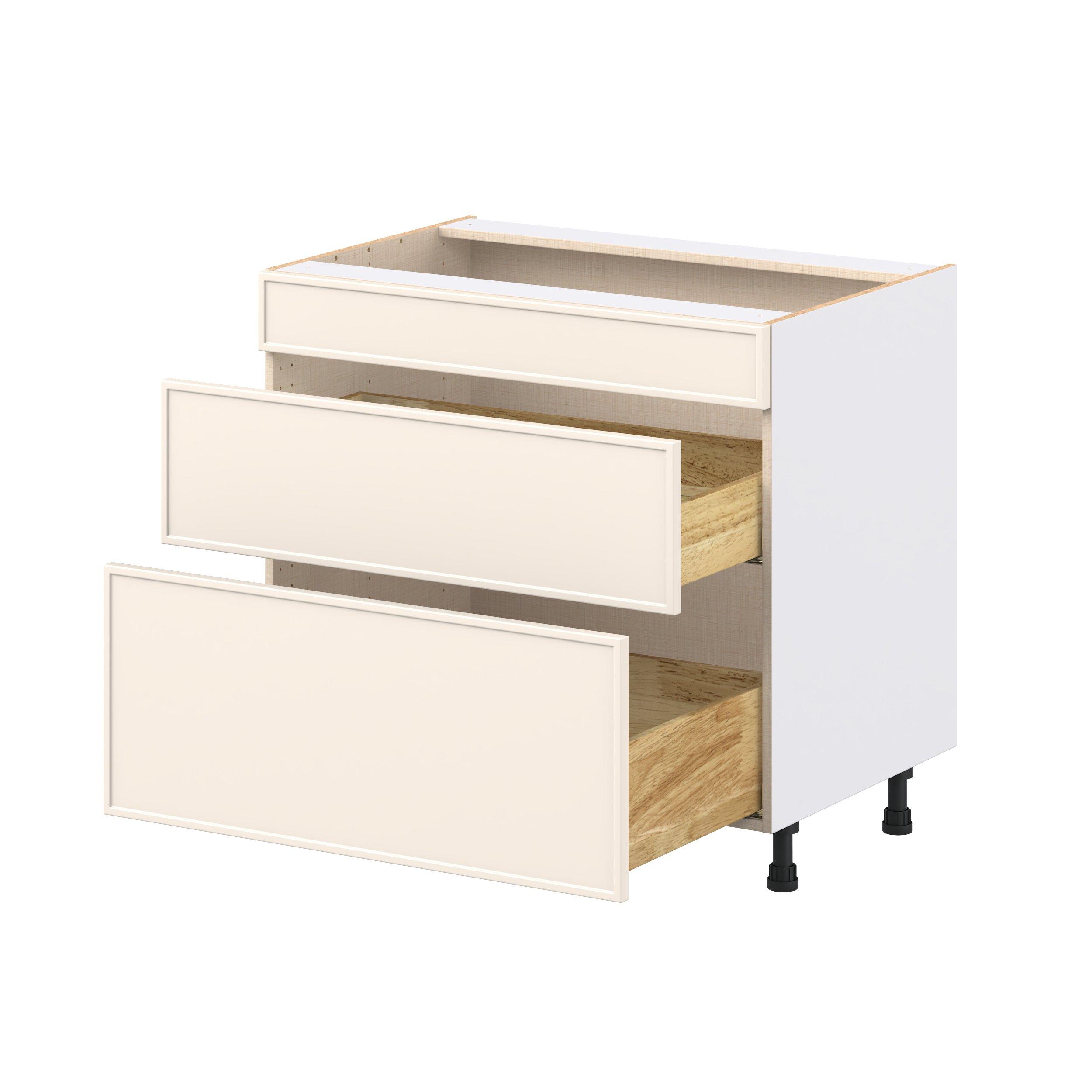 Linden 36 in. Painted Washed Linen Cooktop Base Cabinet
