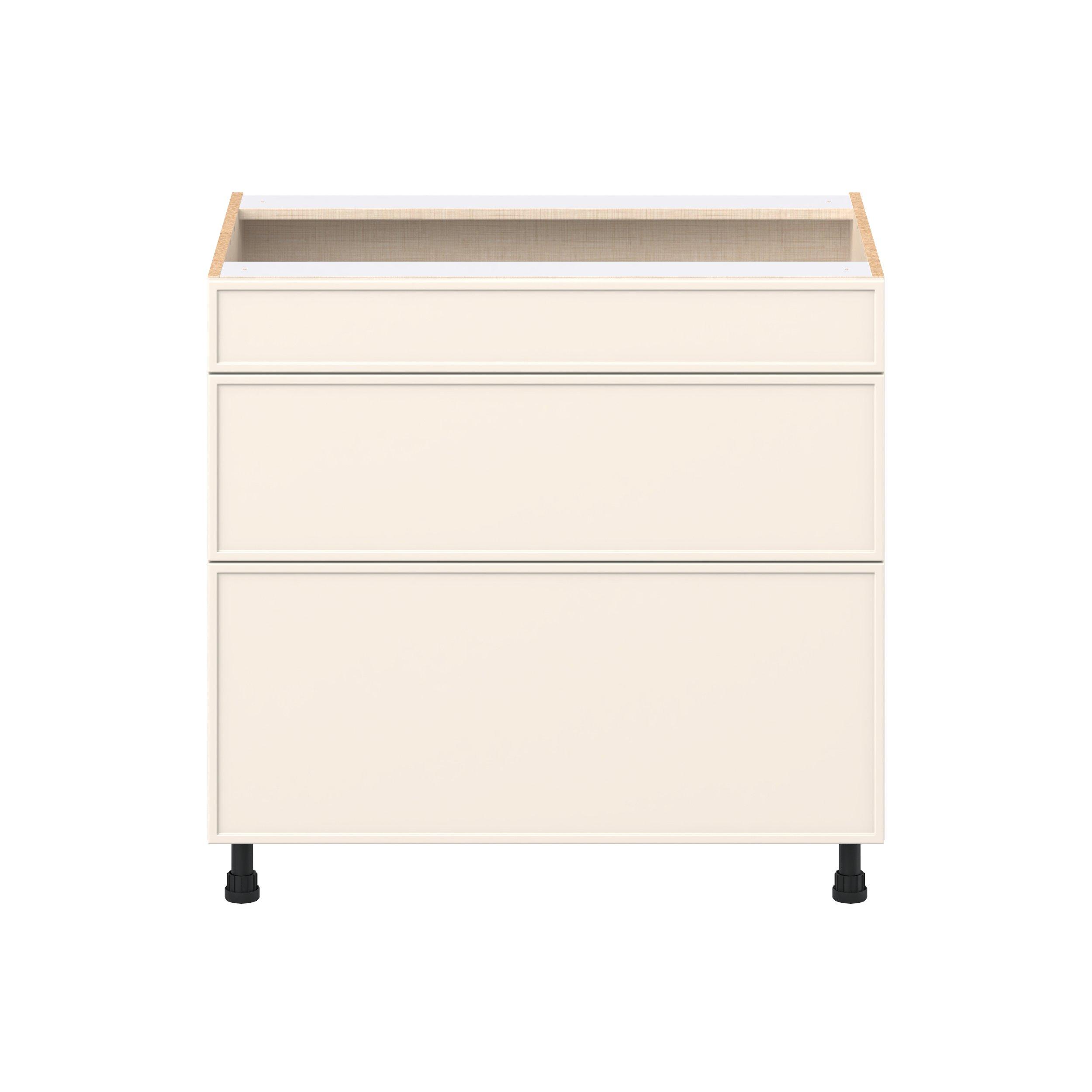 Linden 36 in. Painted Washed Linen Cooktop Base Cabinet