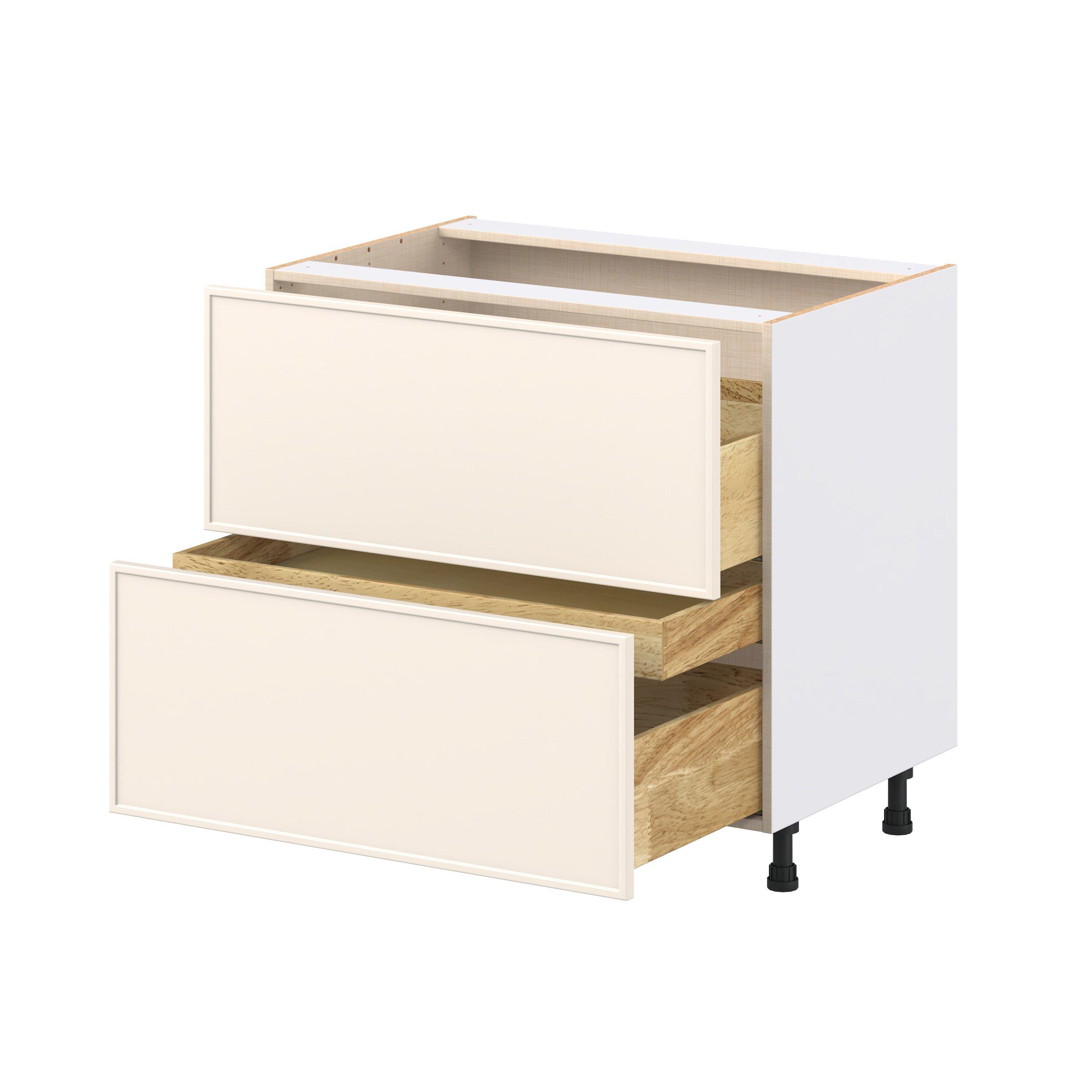 Linden 36 in. Painted Washed Linen Cooktop Base Cabinet