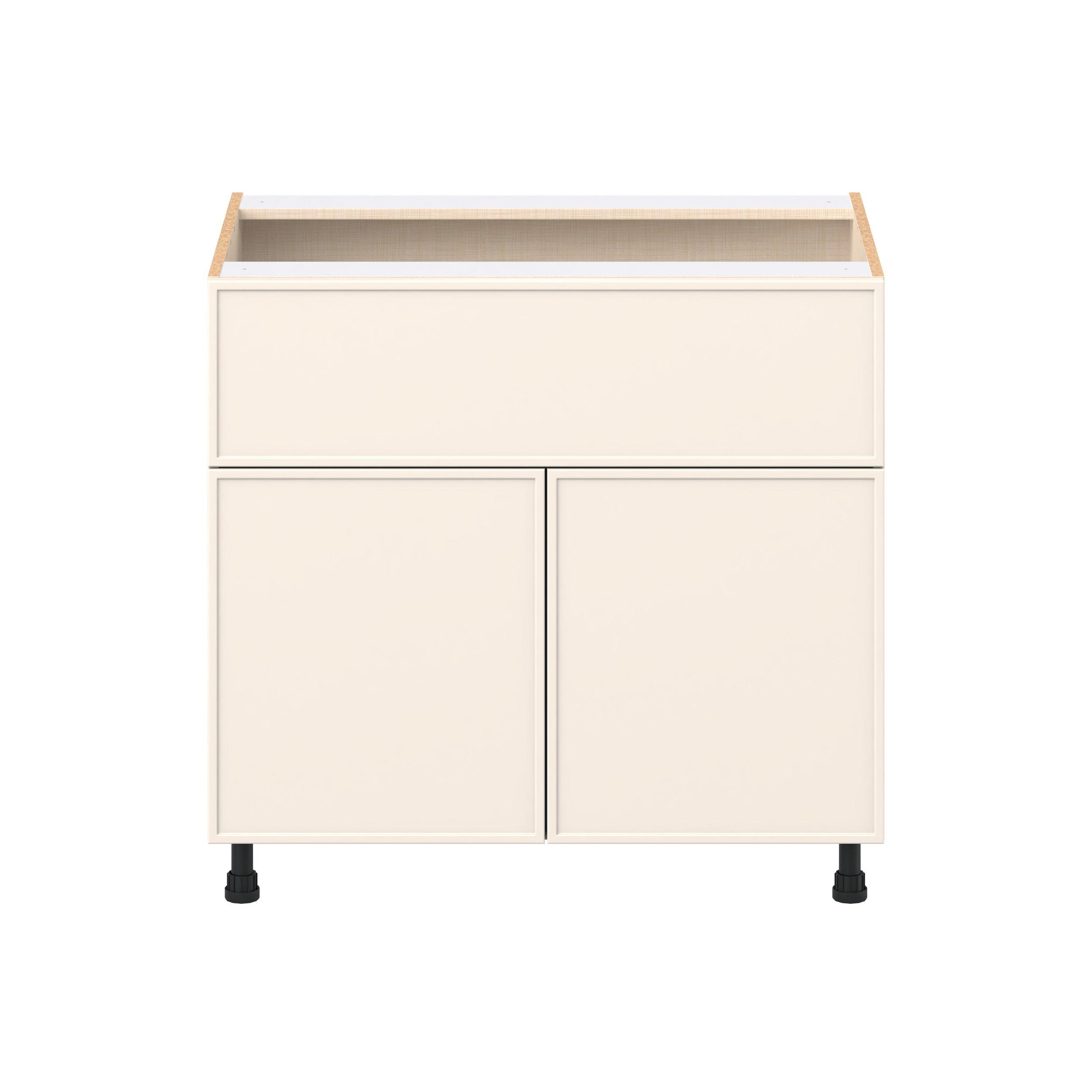 Linden 36 in. Painted Washed Linen Cooktop Base Cabinet