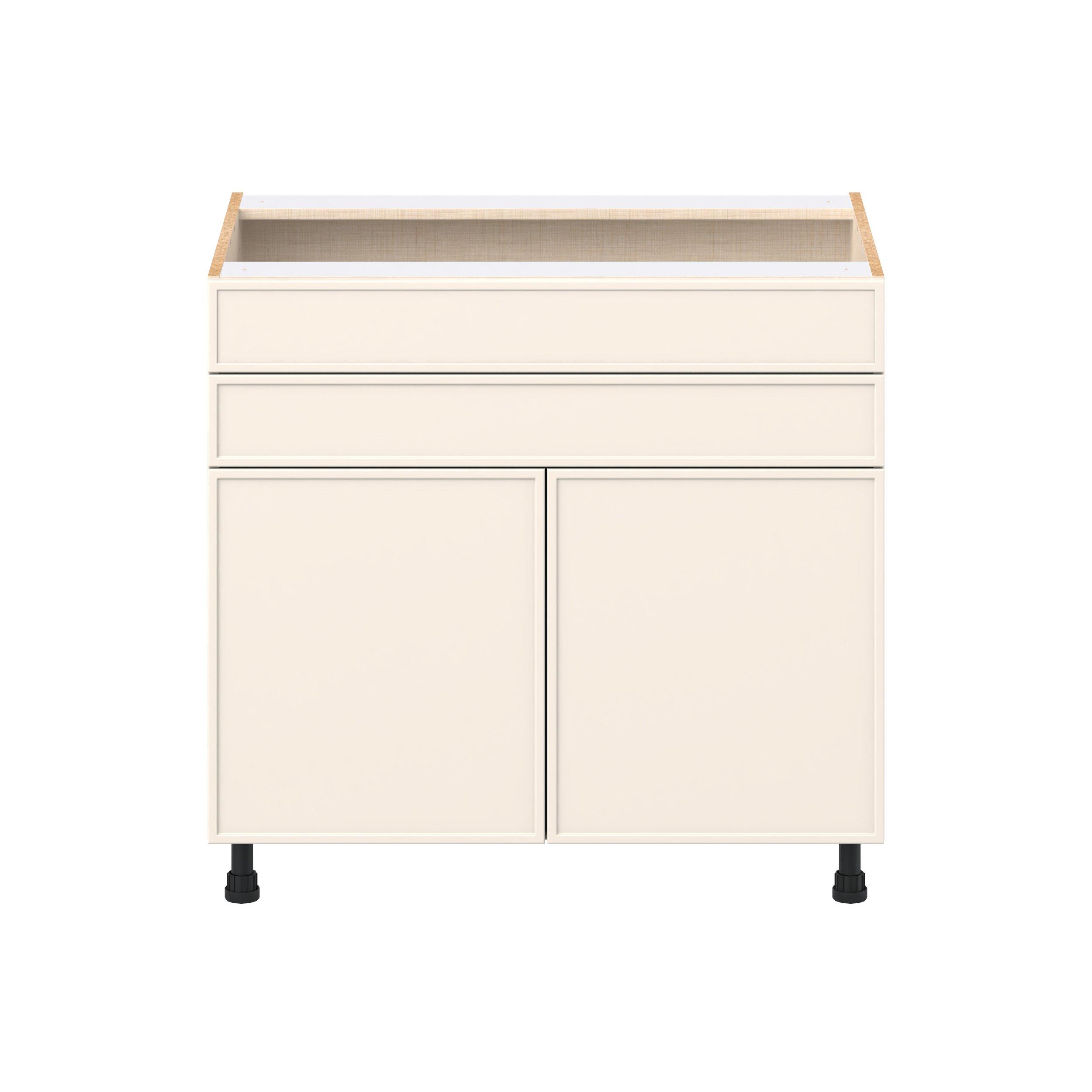 Linden 36 in. Painted Washed Linen Cooktop Base Cabinet