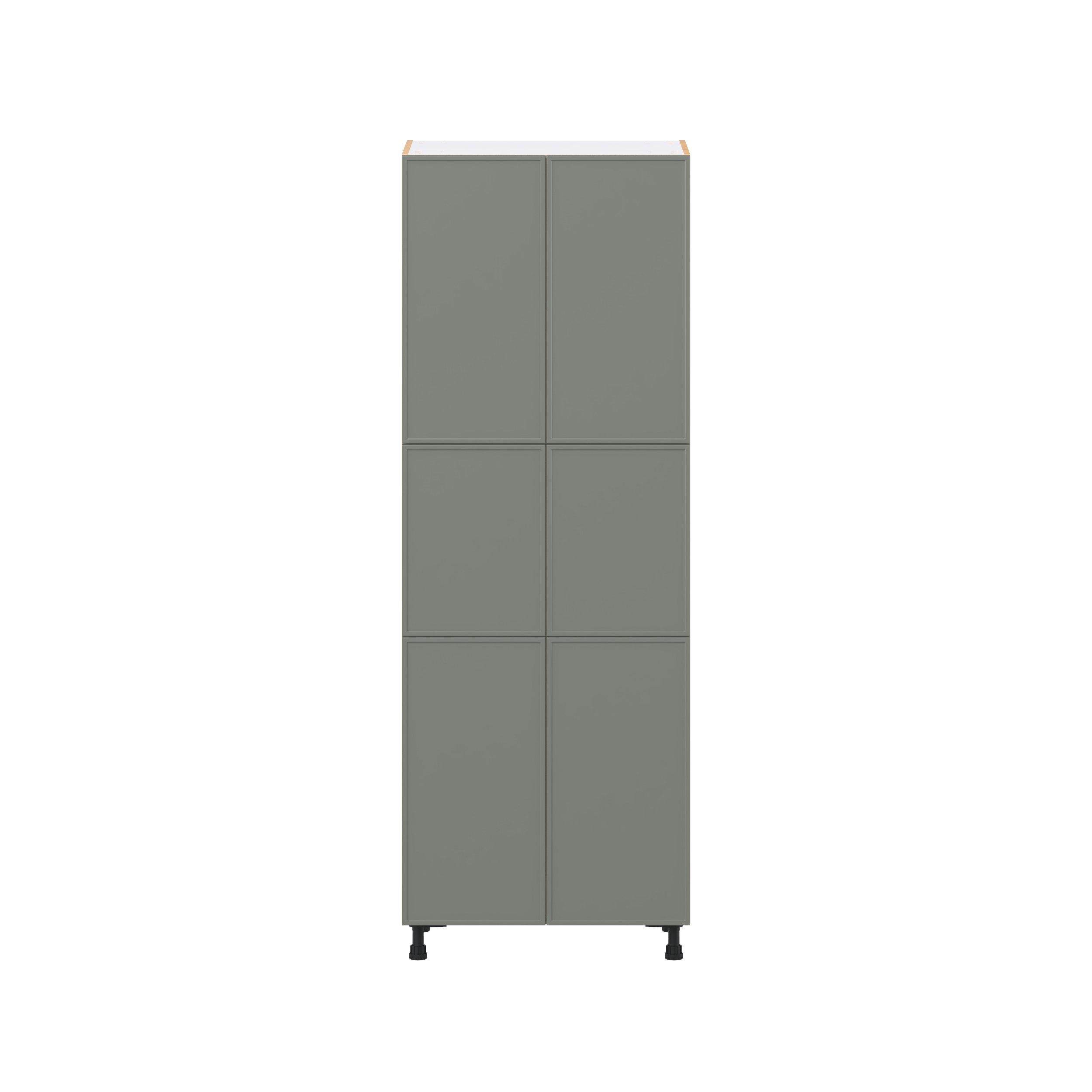 Linden 30 in. Painted Moss Green Pantry Cabinet with Inner Pull-Out Drawer