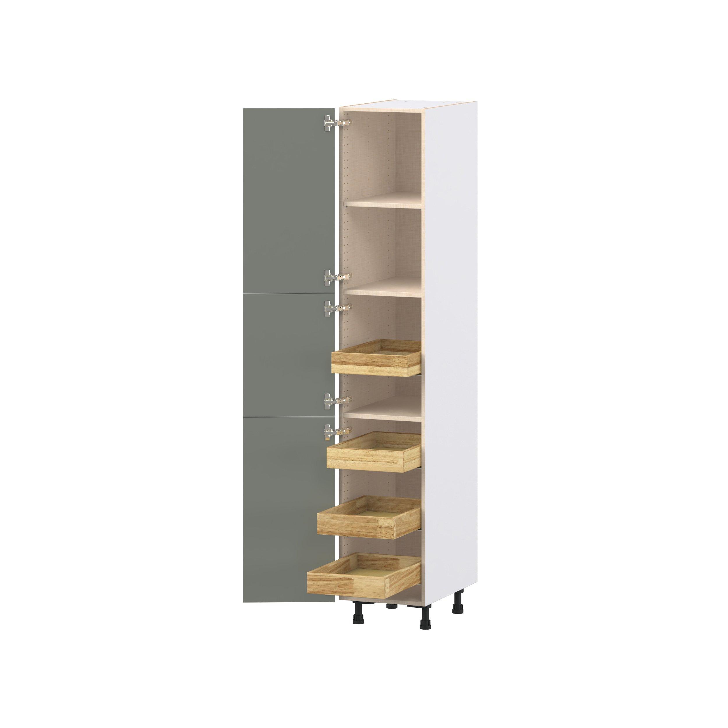 Linden 15 in. Painted Moss Green Pantry Cabinet with Inner Pull-Out Drawer