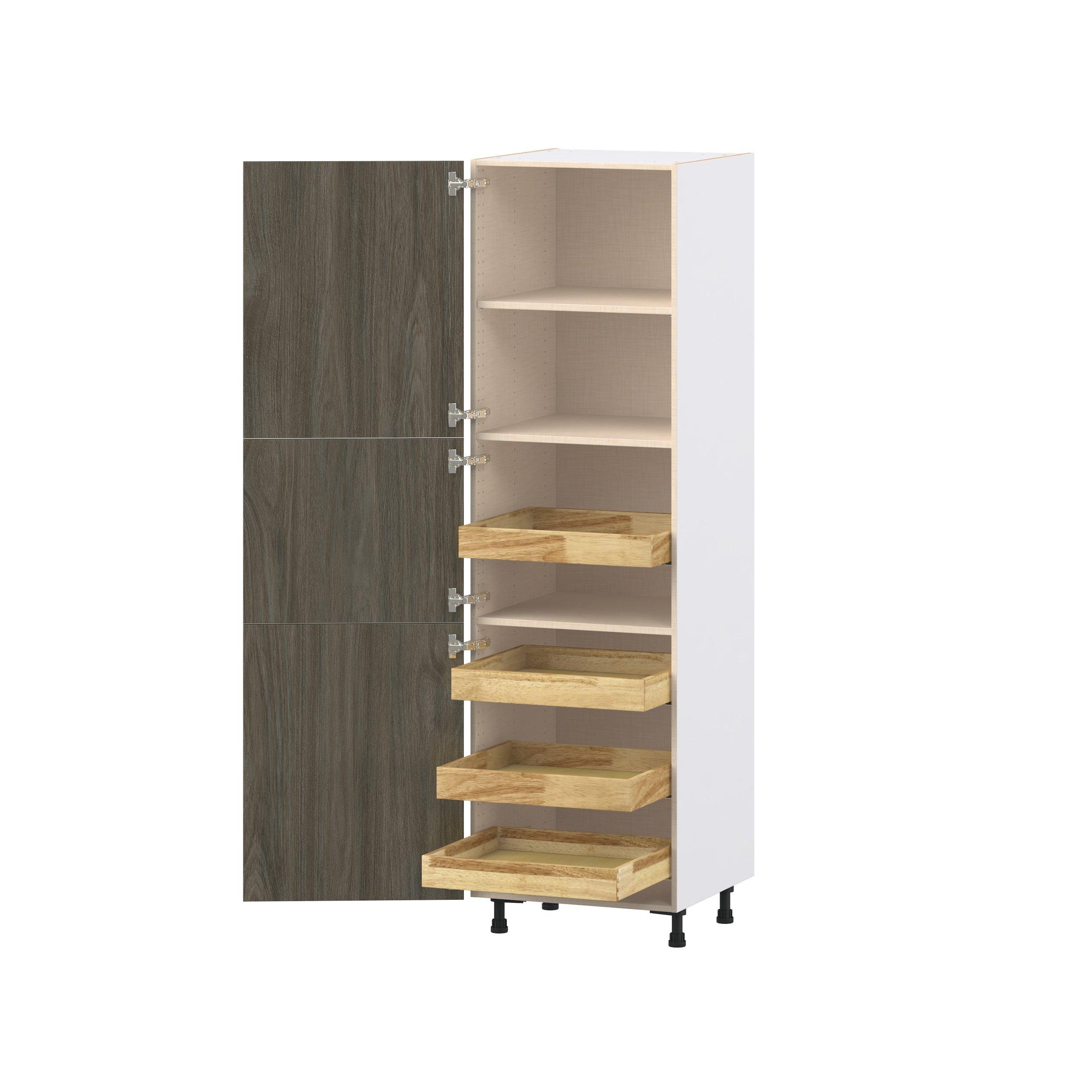 Glenwood 24 in. Burnt Walnut Pantry Cabinet with Inner Pull-Out Drawer