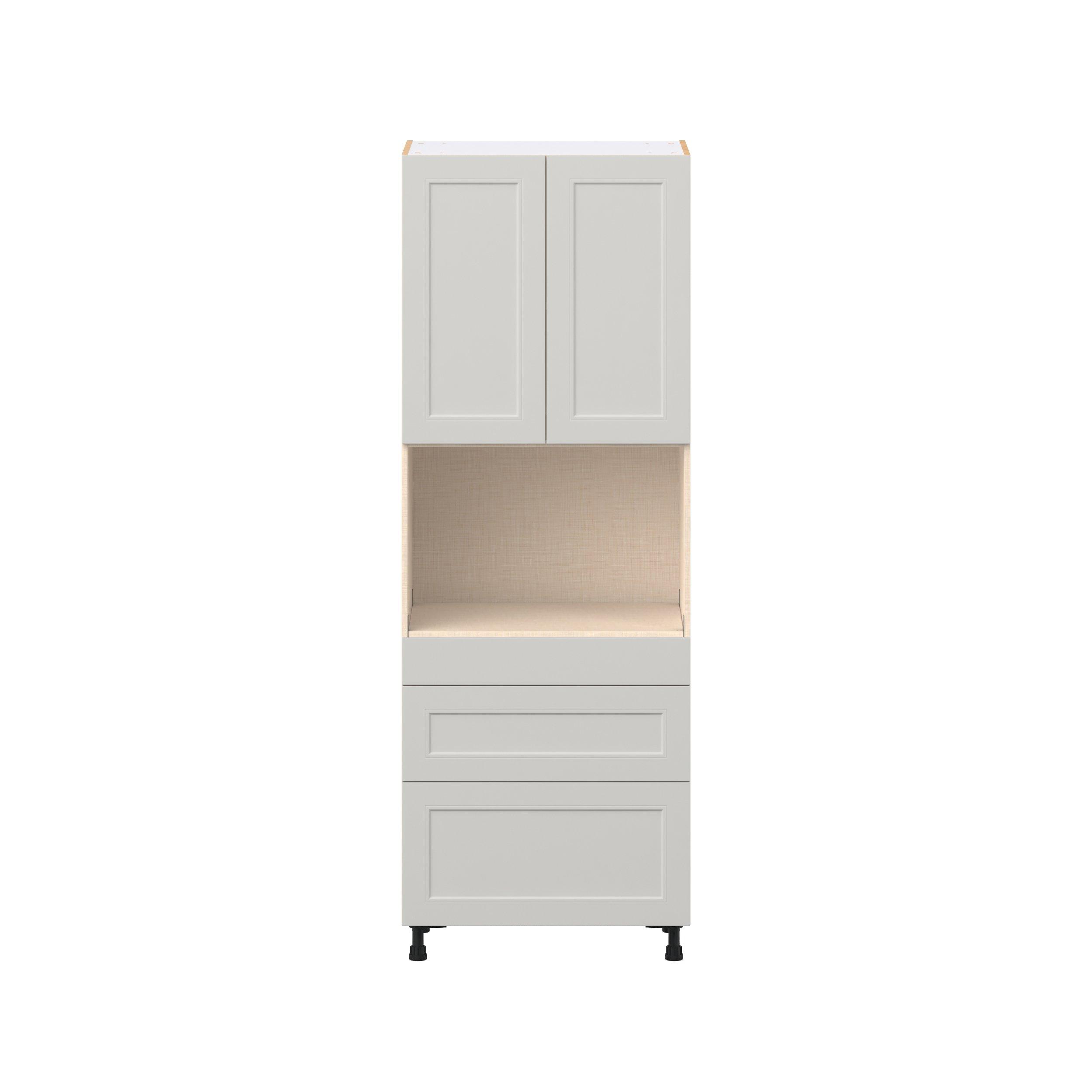 Lenox 30 in. Painted Light Gray Door and Drawer Microwave Pantry Cabinet