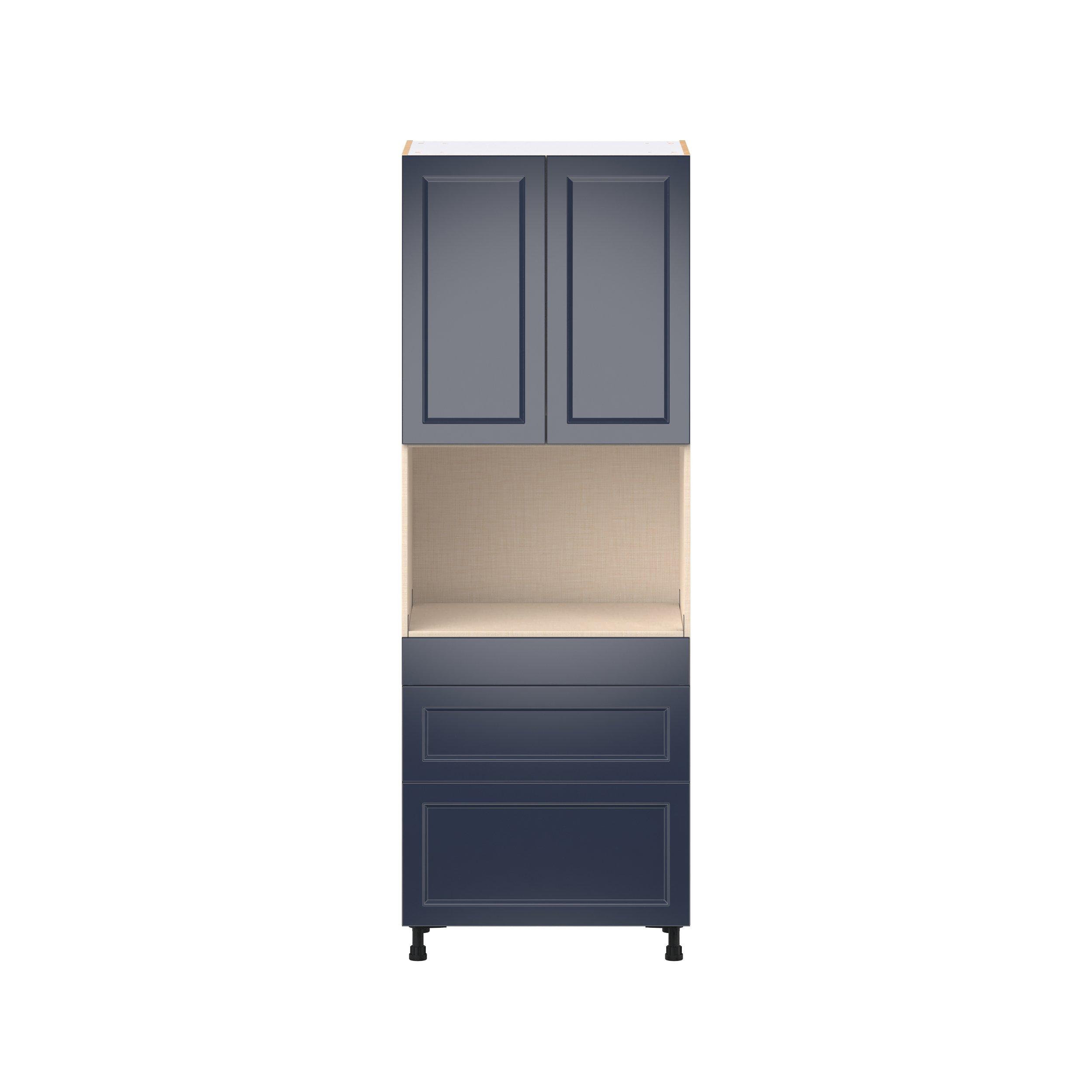 Peachtree 30 in. Painted Midnight Blue Door and Drawer Microwave Pantry Cabinet