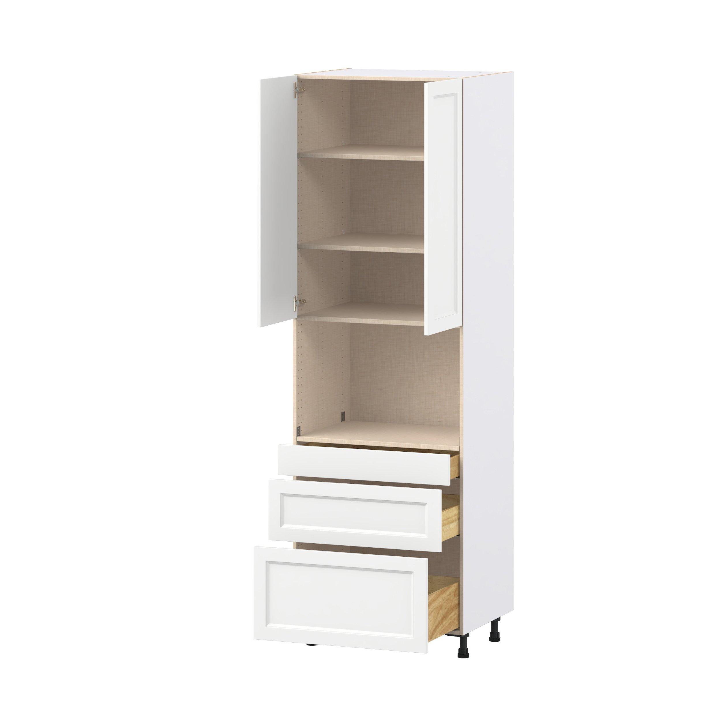 Peachtree 30 in. Painted Bright White Door and Drawer Microwave Pantry Cabinet