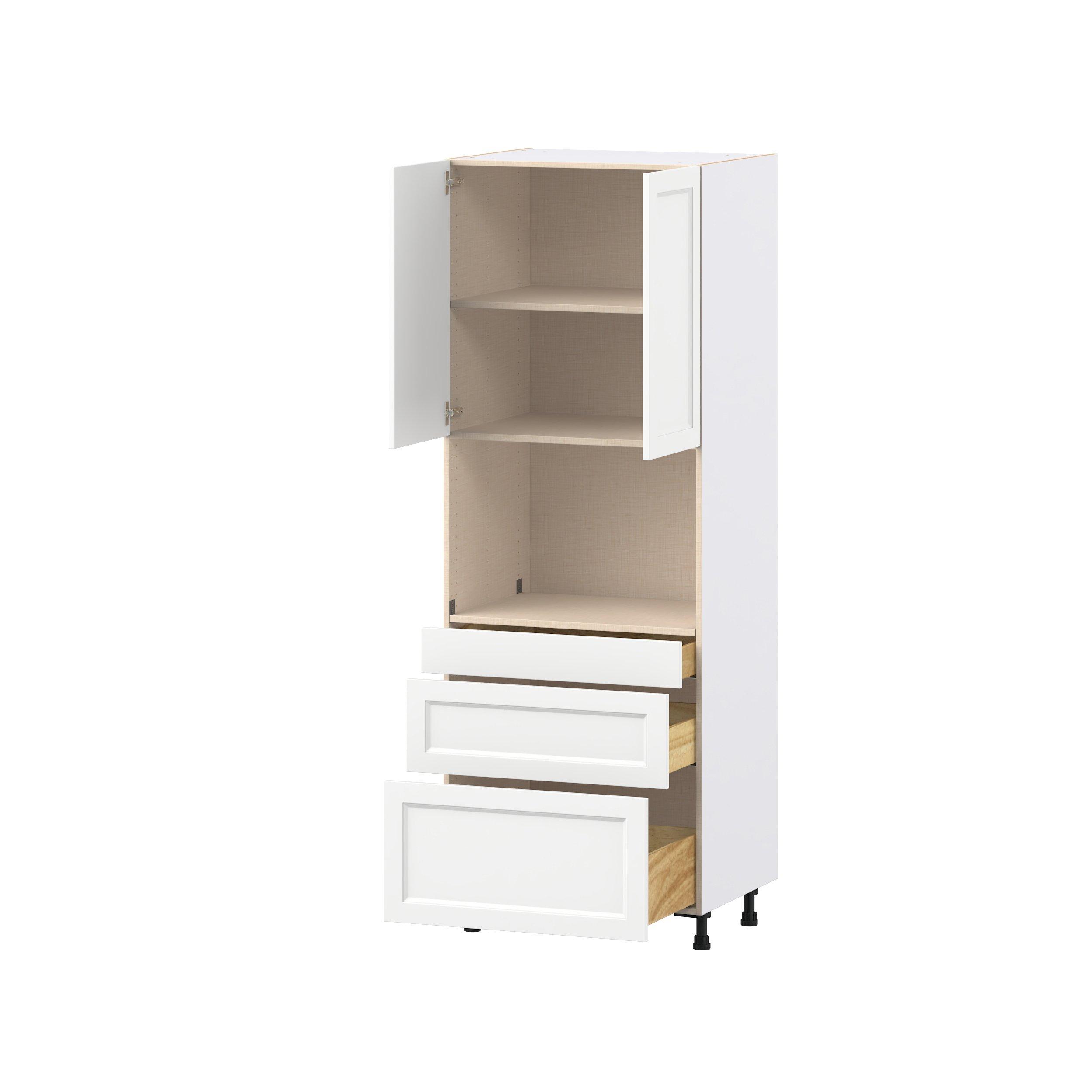 Peachtree 30 in. Painted Bright White Door and Drawer Microwave Pantry Cabinet