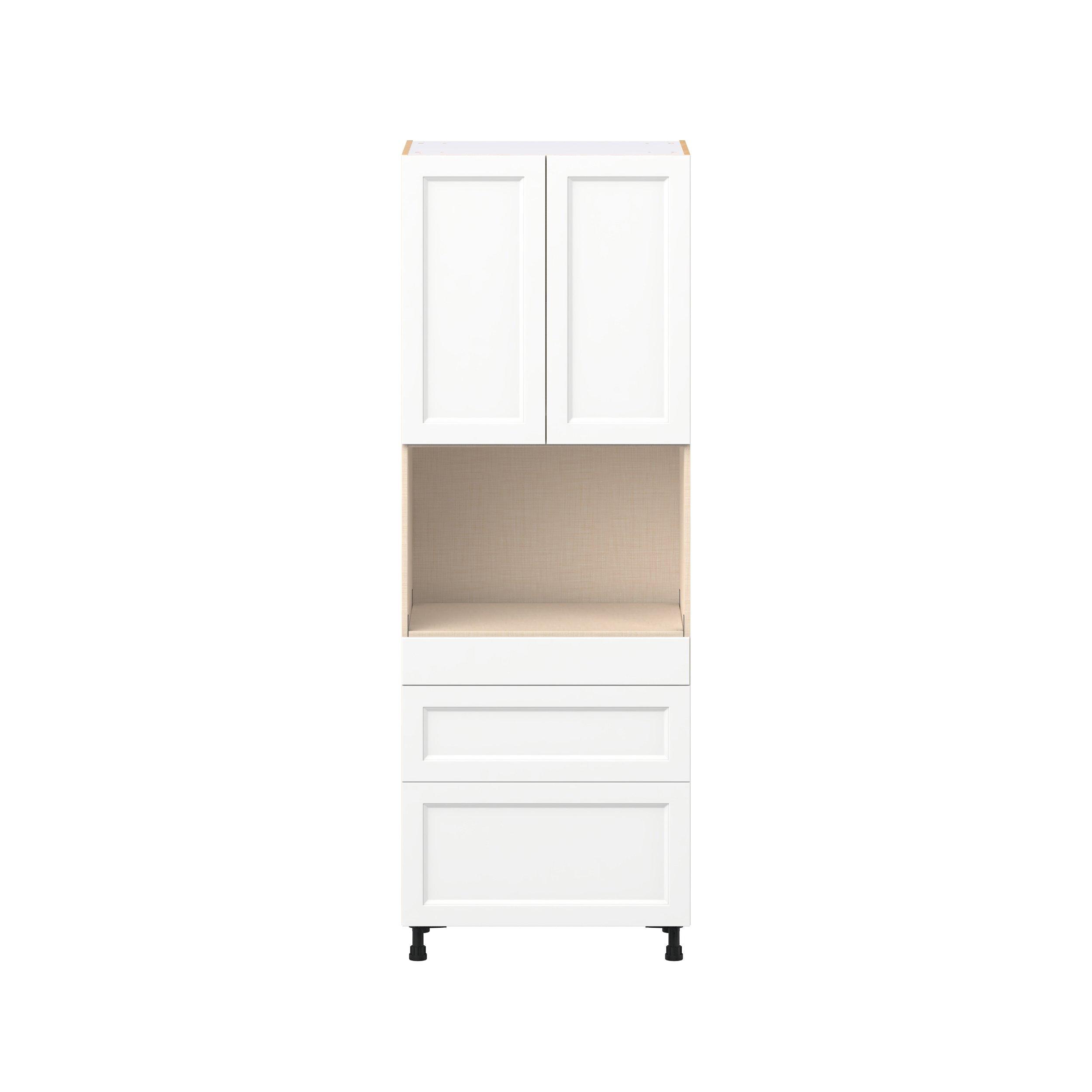 Peachtree 30 in. Painted Bright White Door and Drawer Microwave Pantry Cabinet