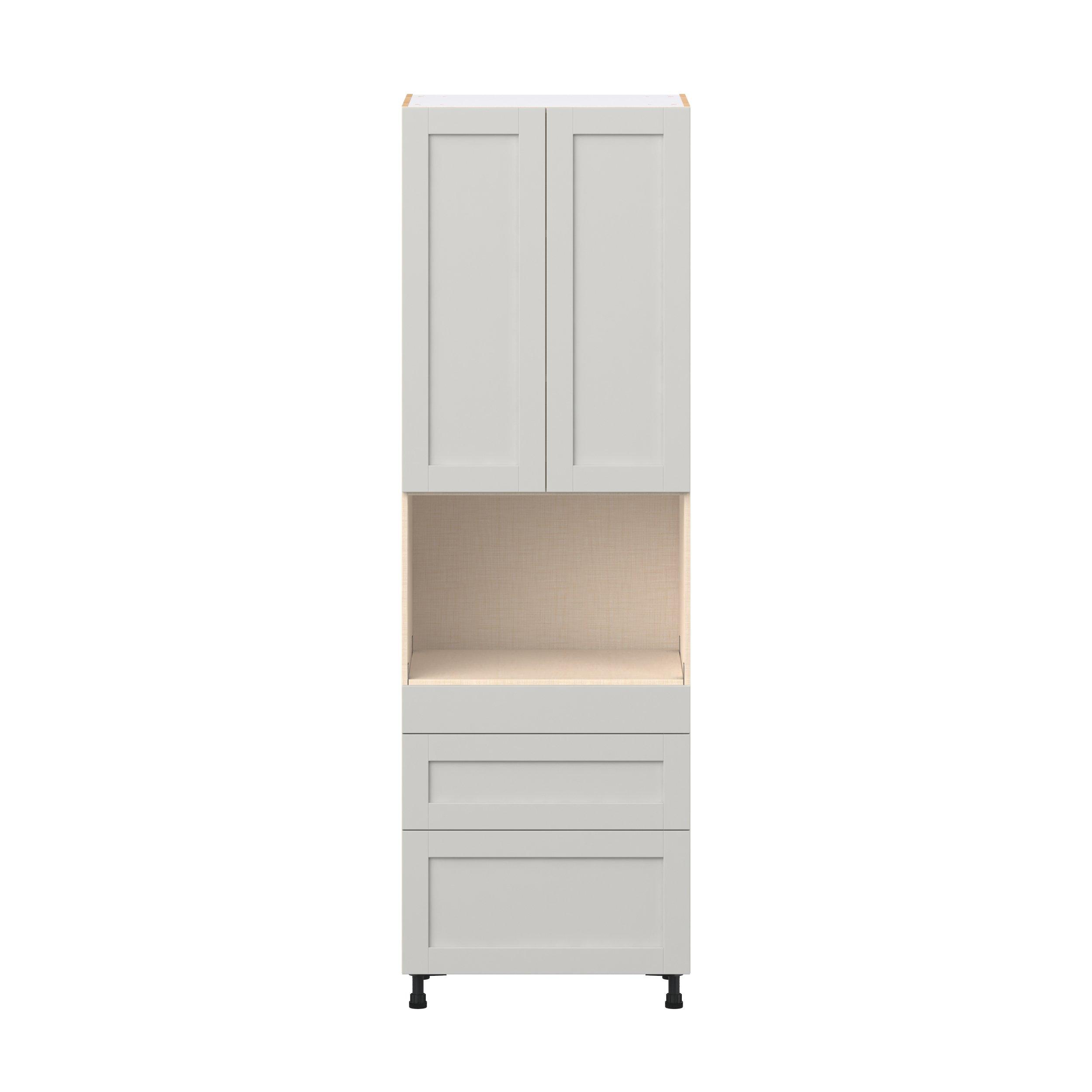 Summerhill 30 in. Light Gray Door and Drawer Microwave Pantry Cabinet
