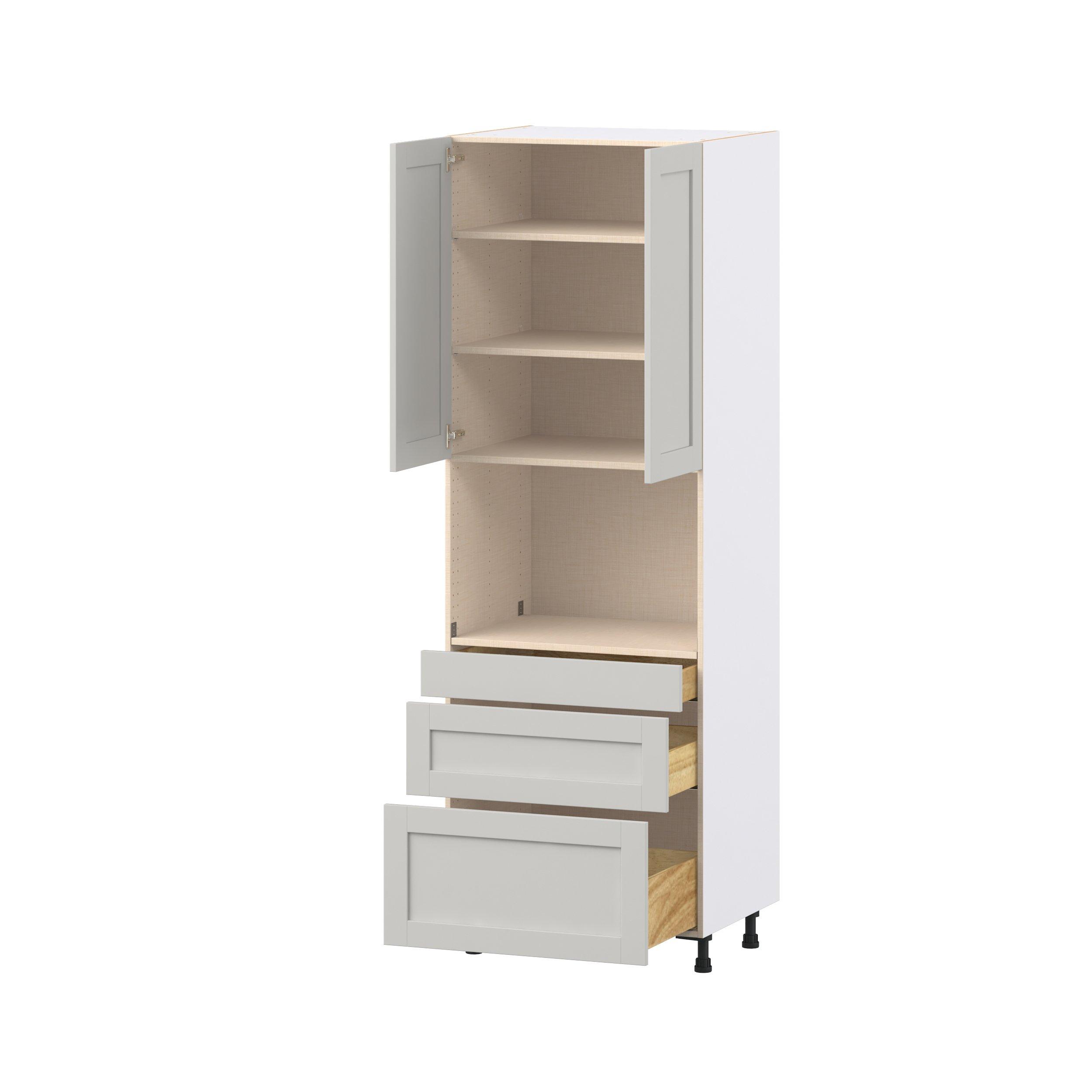Summerhill 30 in. Light Gray Door and Drawer Microwave Pantry Cabinet