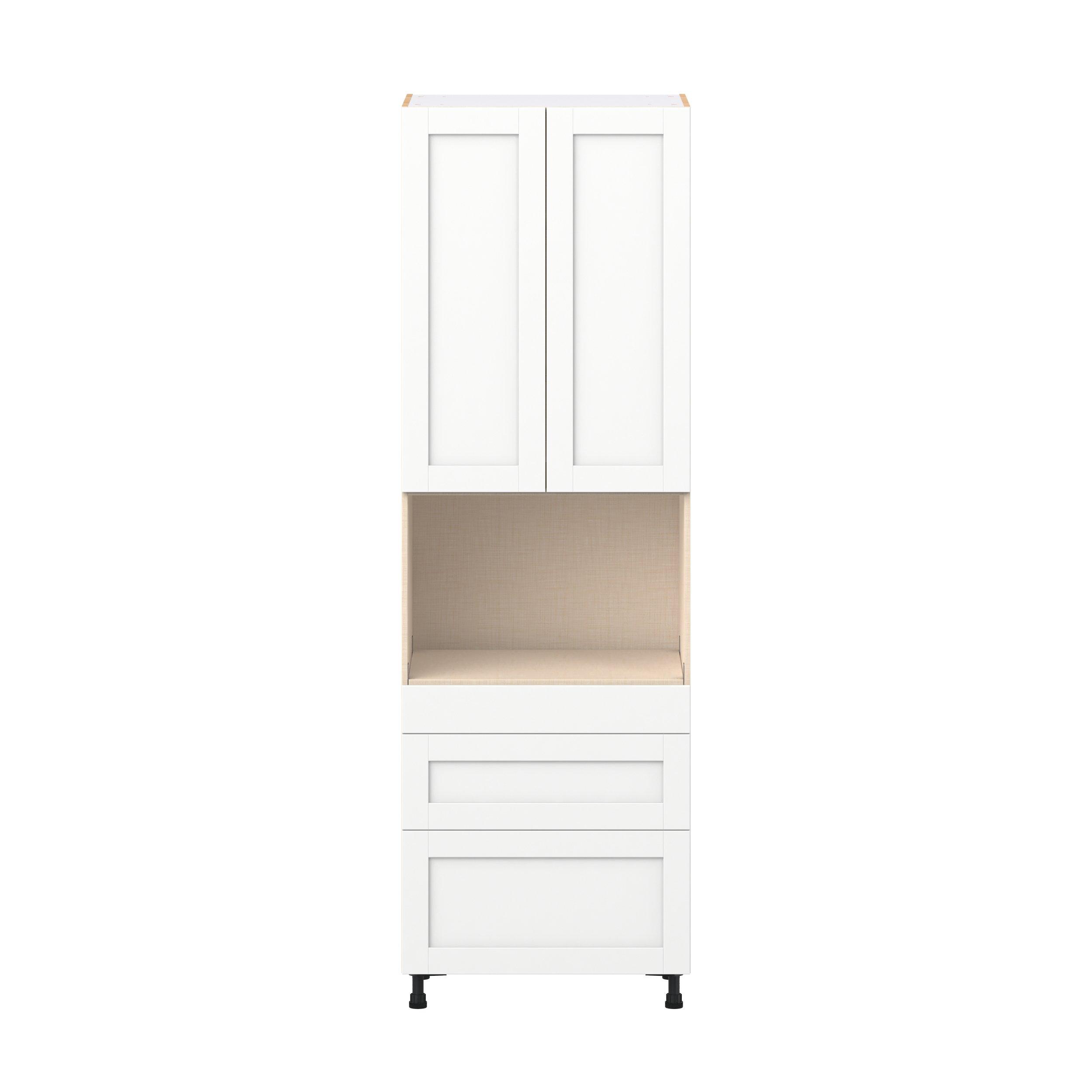 Summerhill 30 in. Bright White Door and Drawer Microwave Pantry Cabinet