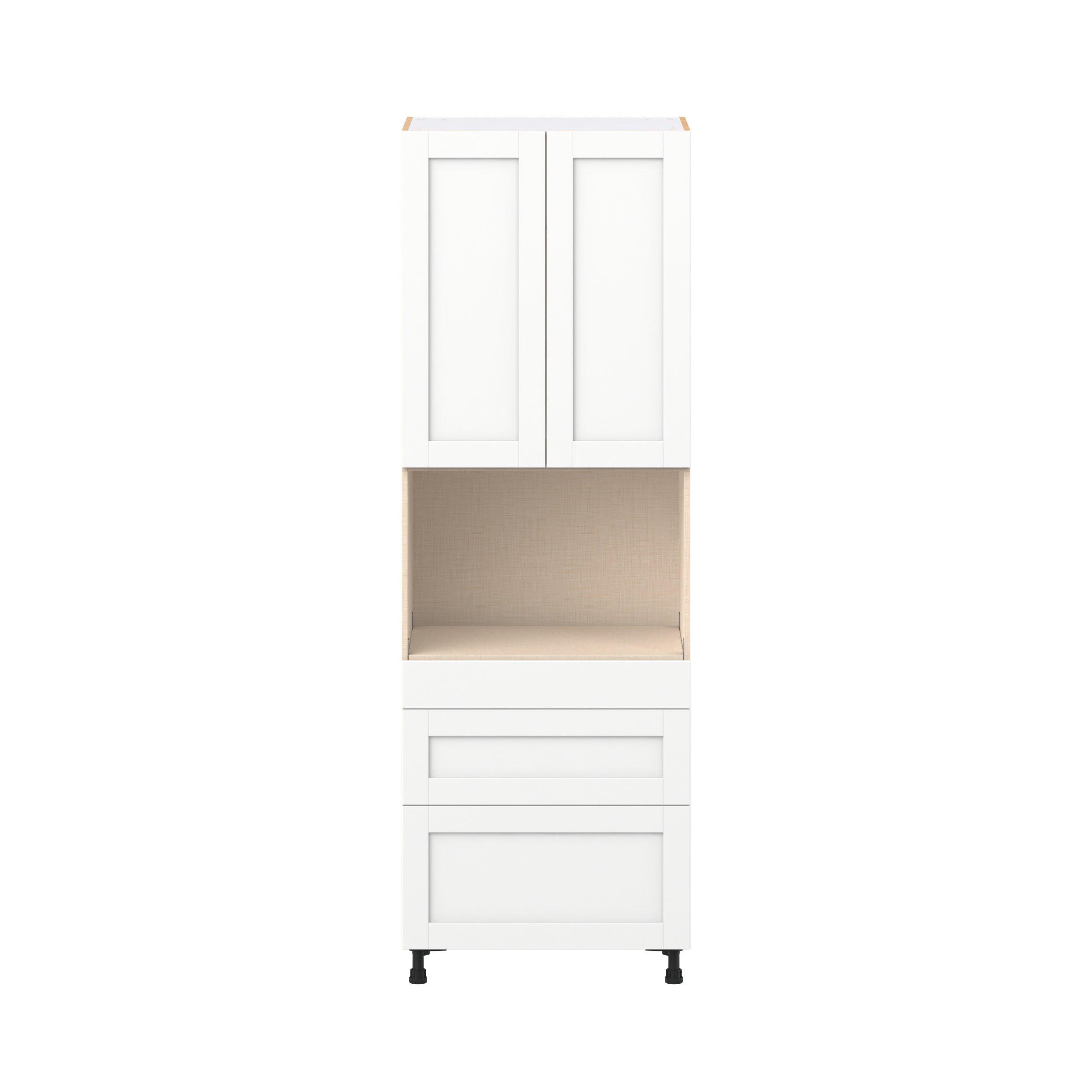 Summerhill 30 in. Bright White Door and Drawer Microwave Pantry Cabinet
