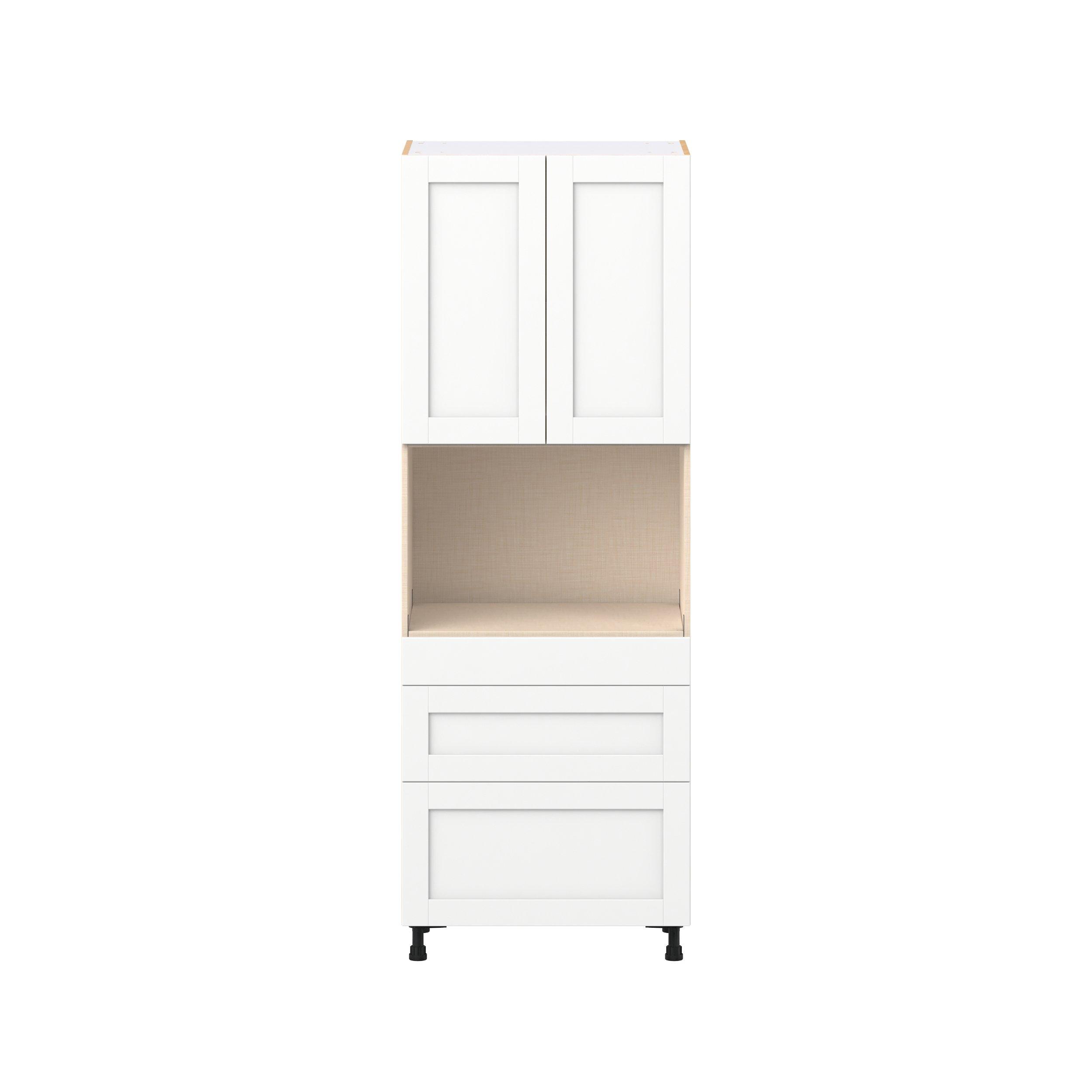 Summerhill 30 in. Bright White Door and Drawer Microwave Pantry Cabinet