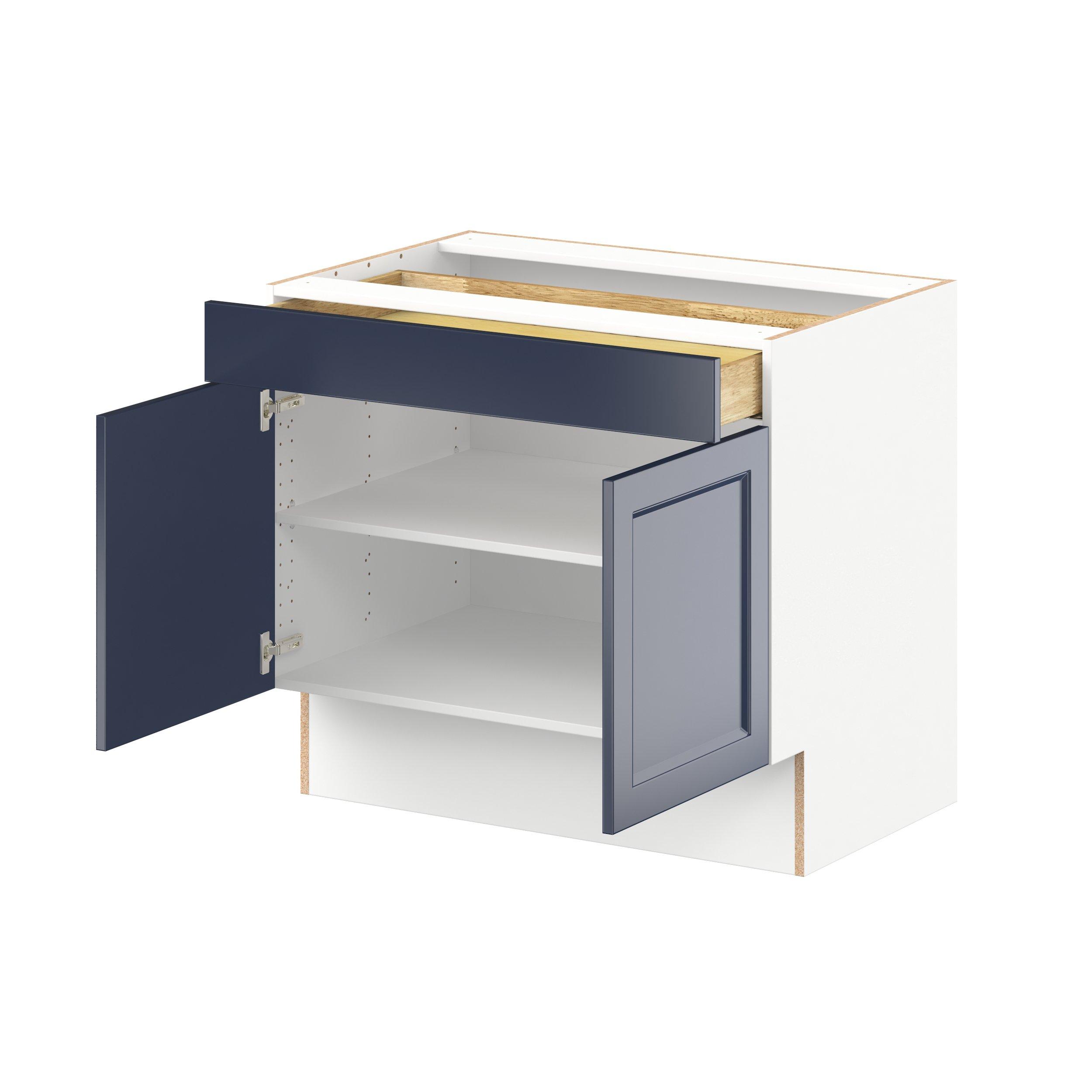Peachtree 36 in. Painted Midnight Blue Door and Drawer Base Cabinet