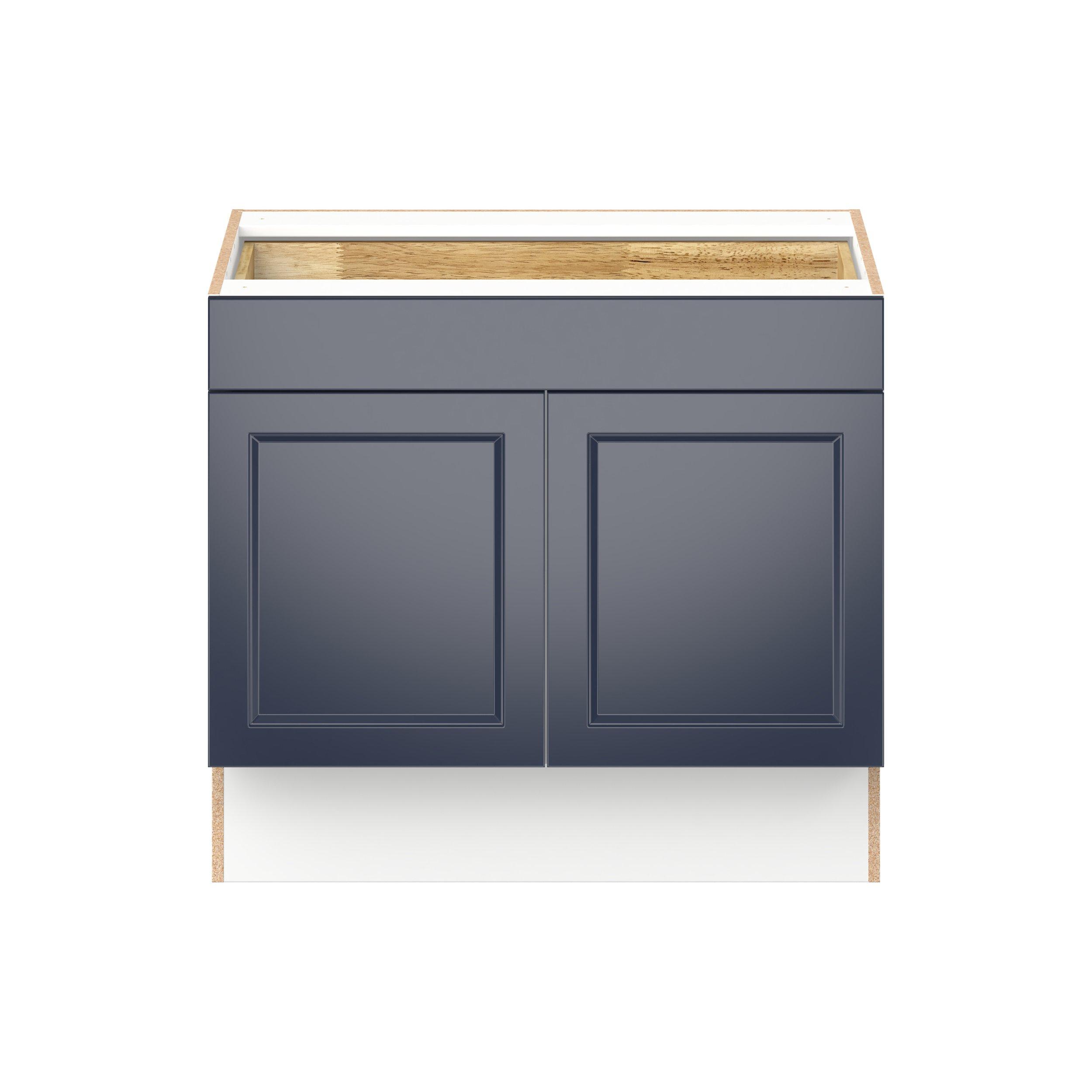 Peachtree 36 in. Painted Midnight Blue Door and Drawer Base Cabinet